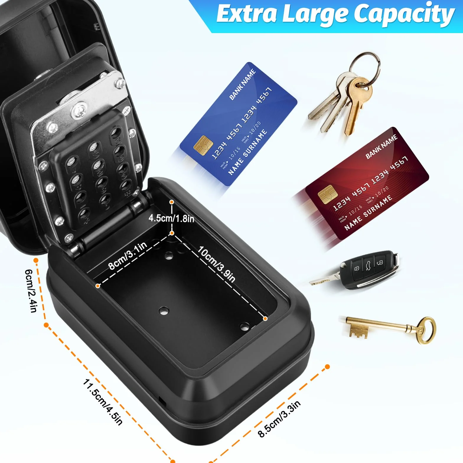 Cajetin Llaves con Codigo Exterior Grande Caja Seguridad para Llaves Pared Combinacion 12 Digitos Impermeable
