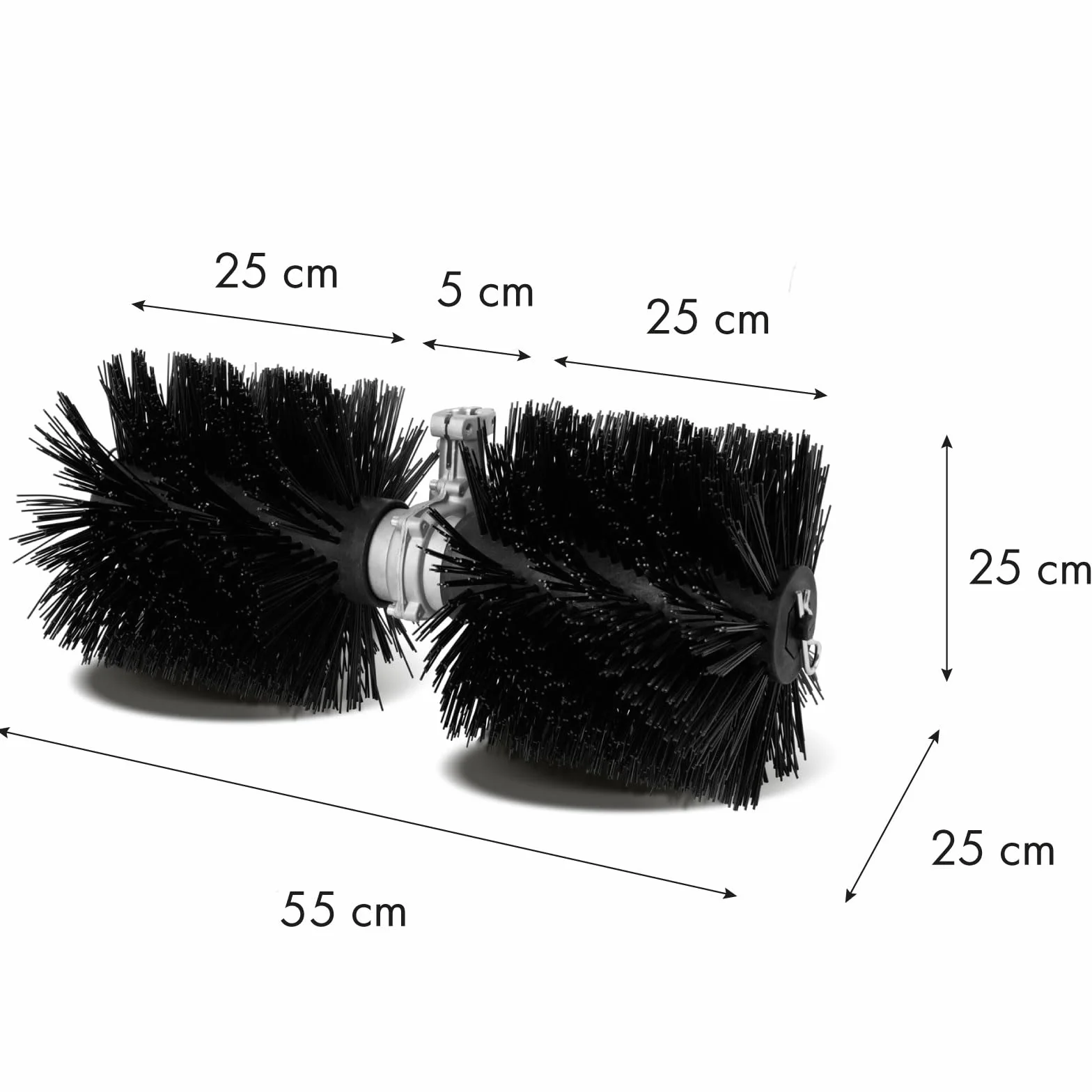 EBERTH Rodillo con barra de engranaje para barredora a gasolina, ancho 55 cm, conexión Ø 27 mm, cepillo de repuesto de plástico, aluminio, acero, cepillo para todo el año para sequedad, humedad, nieve