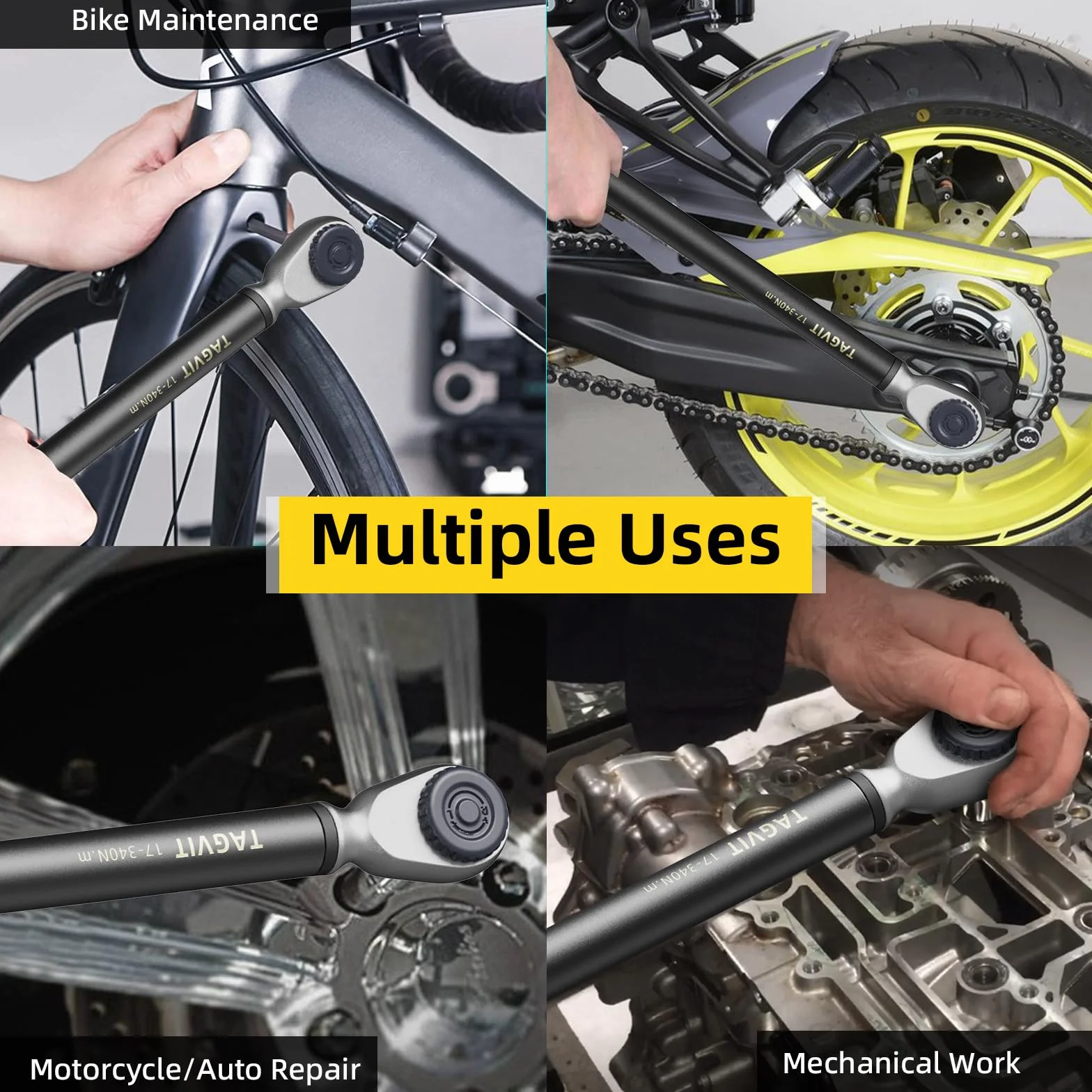 Llave Dinamométrica Digital 1/2", ±2% Alta Precisión, 17-340 Nm Llave Dinamométrica con Zumbador y Pantalla LED para Moto, Coche y Camión