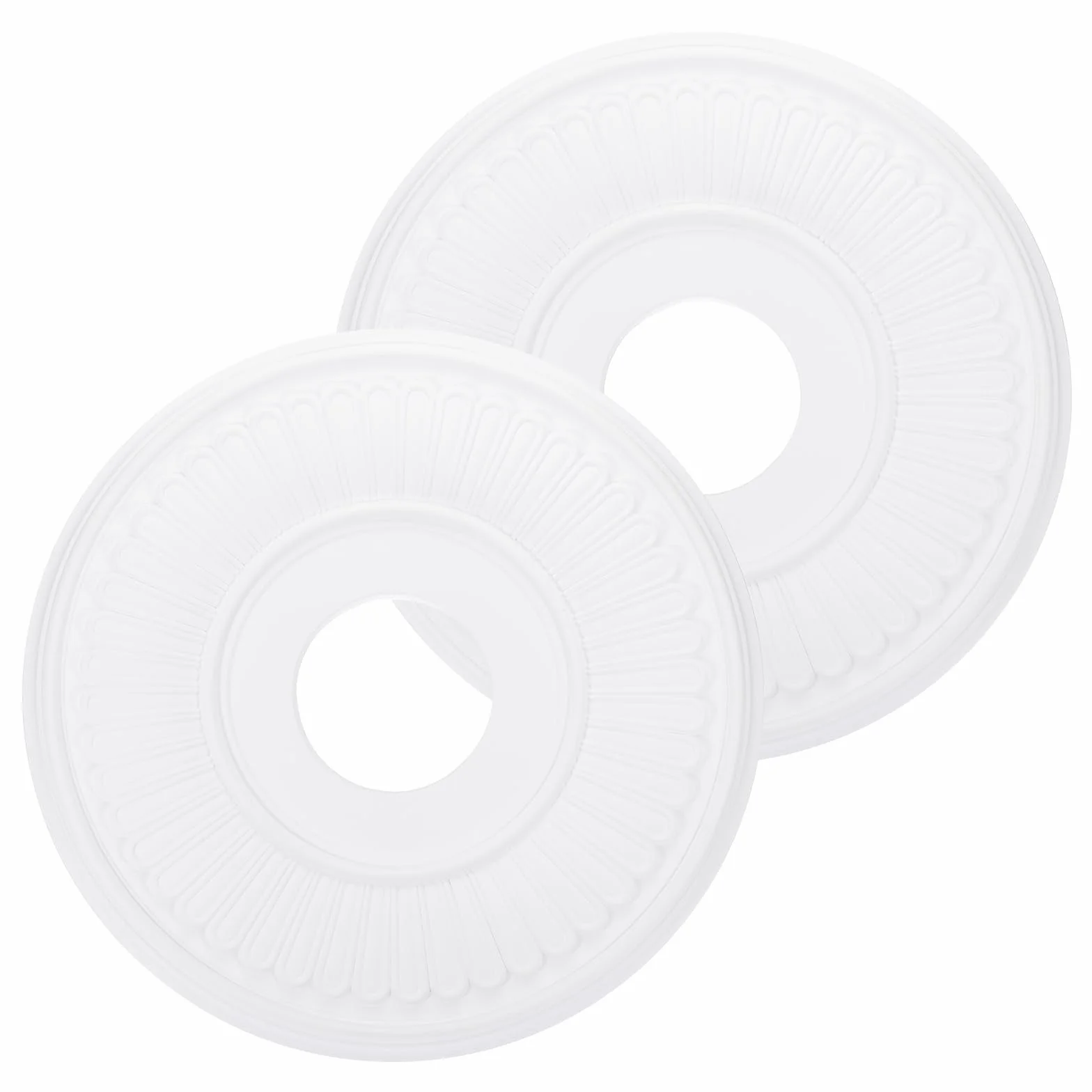PATIKIL 2pcs Medallones de Techo, 33x10cm Rosetón de Estuco de Espuma PU Placa de Cubierta Medallón de Araña para Techo Ventilador Pared Lámpara, Estilo Moderno, Blanco