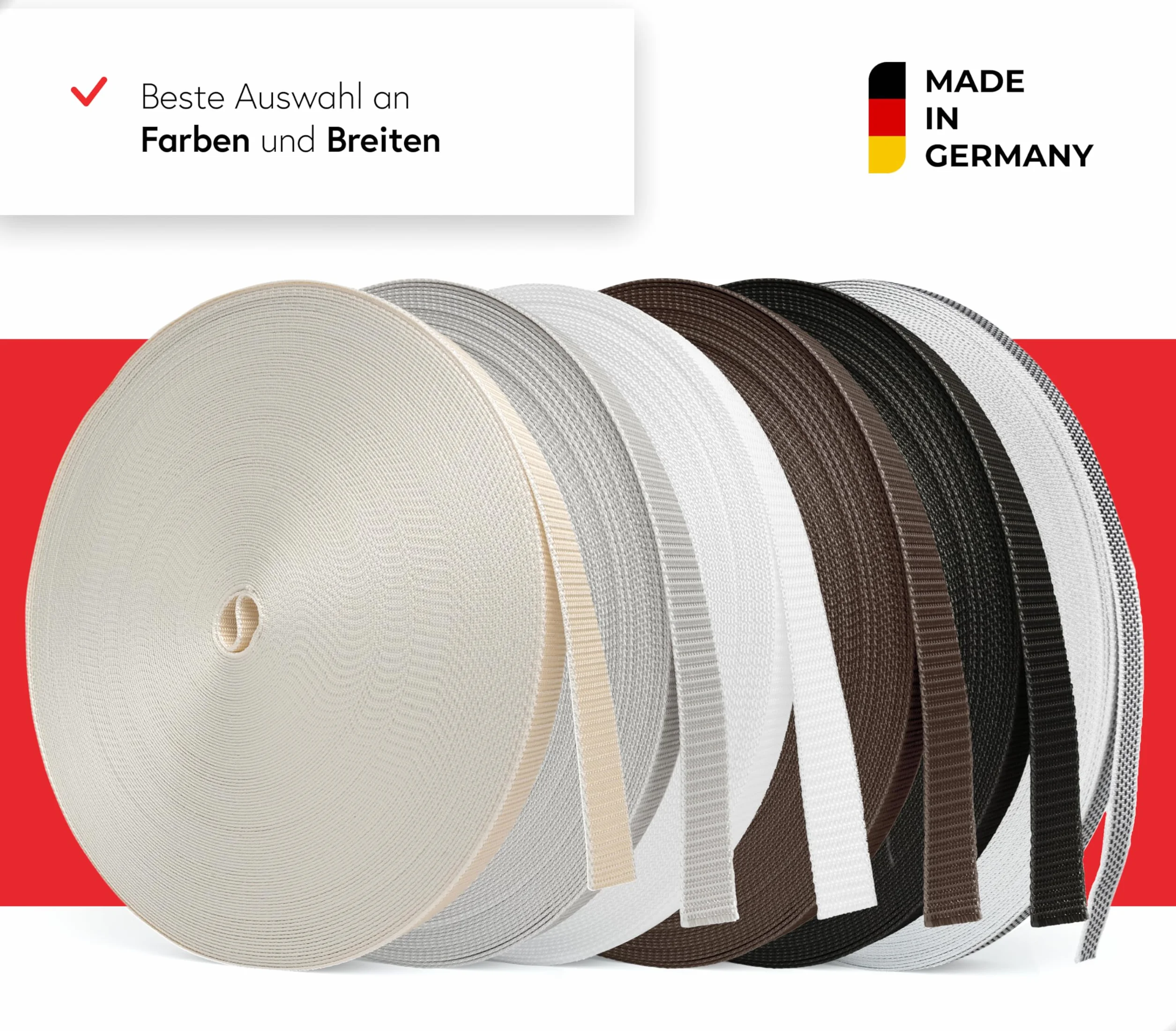 Bauheld - Correa de Persiana 23 mm para Puertas y Ventanas, Fabricado en Alemania, Cinta Gris de Alta Resistencia y Estabilidad UV