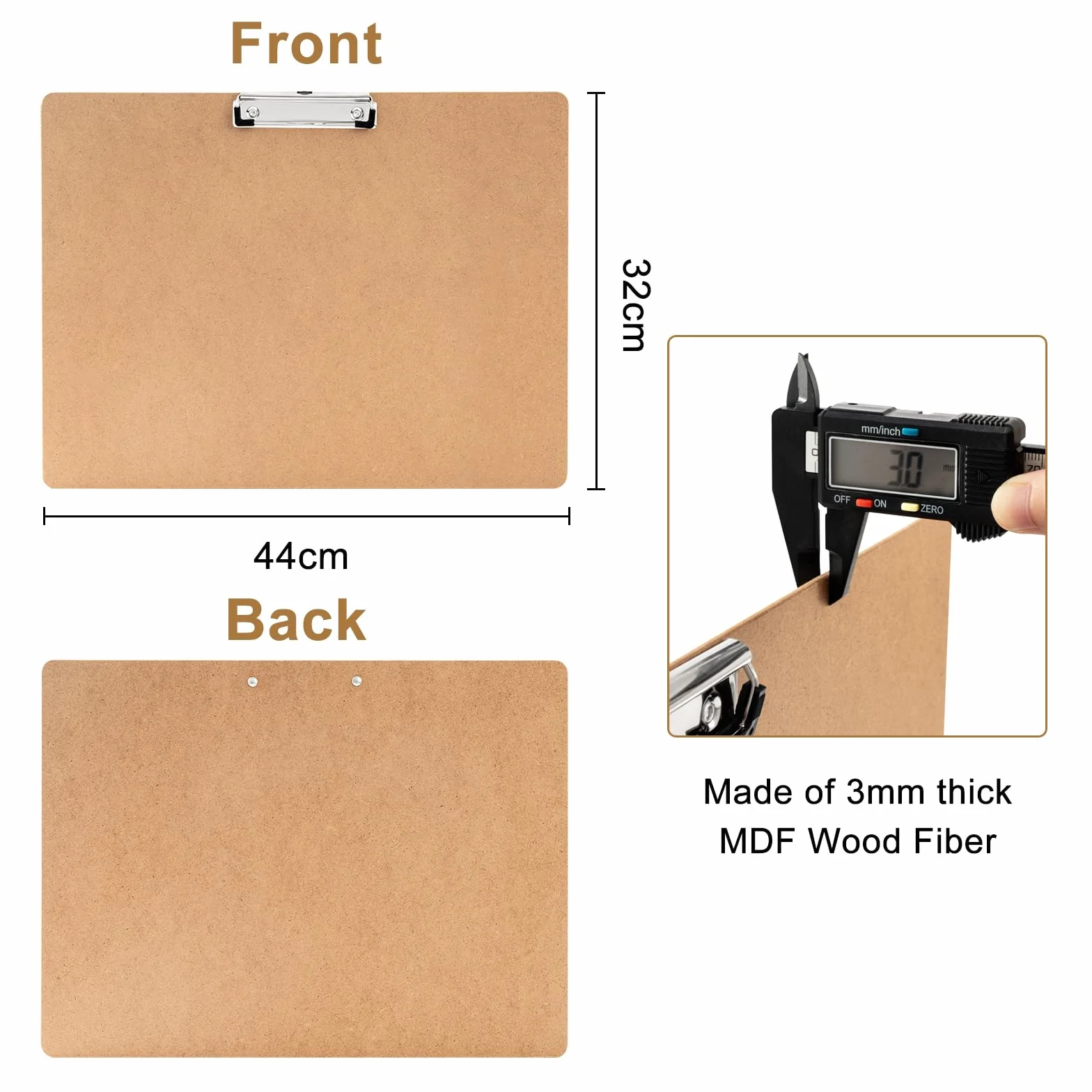 Grande Portapapeles A3 de Madera, 2 Piezas, Horizontal, MDF para Escritura y Dibujo