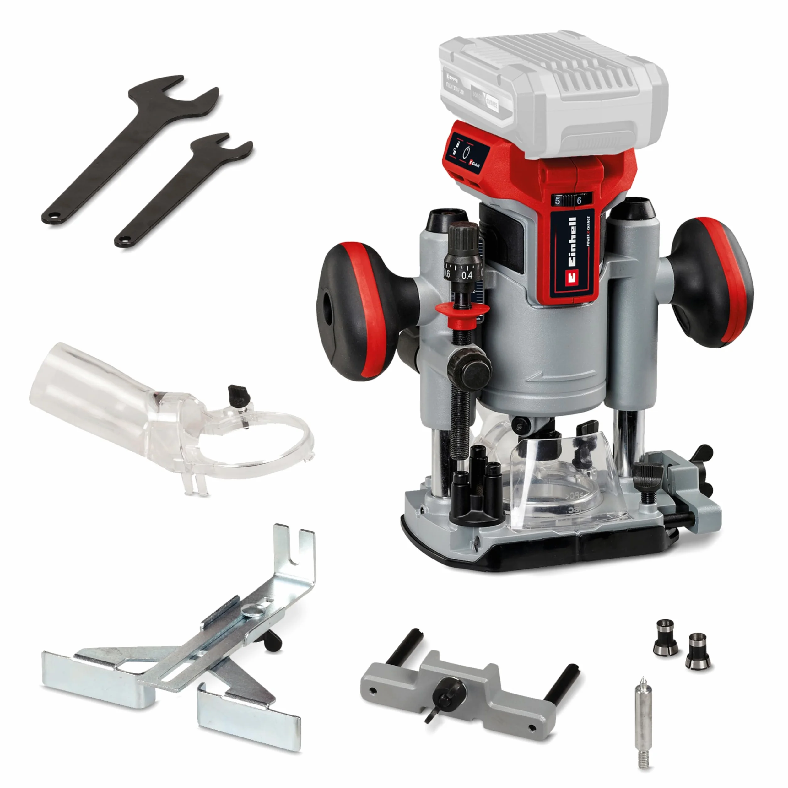 Einhell Professional Fresa superior con batería TP-RO 18 Li BL-Solo Power X-Change (18 V, altura de carrera 35 mm, motor sin escobillas, incl. tope paralelo, sin batería ni cargador)