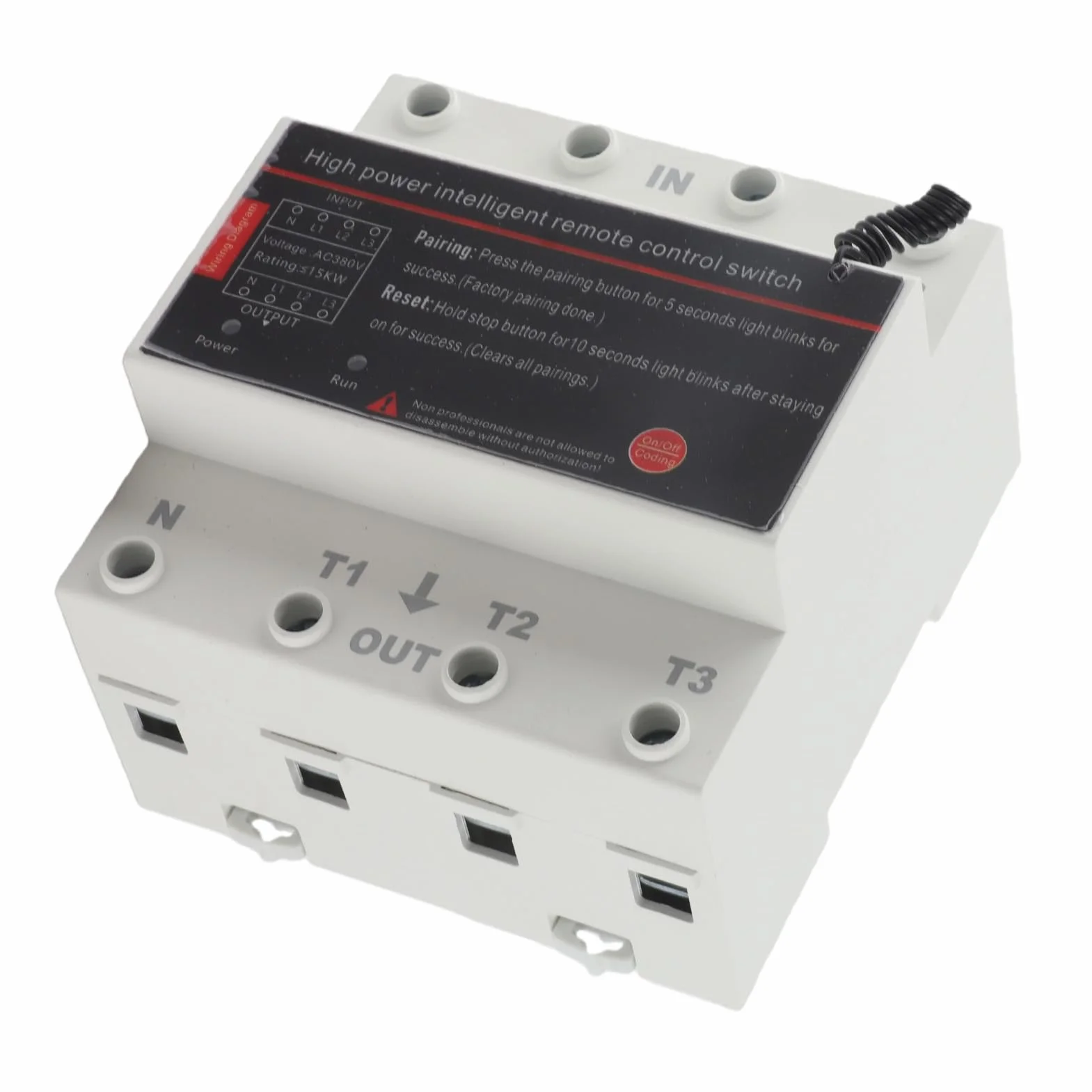 Interruptor Remoto Inalámbrico Trifásico AC380V, Interruptor de Alimentación Inteligente, Control de Larga Distancia de 3000 M, Interruptor de Control Remoto para Bomba Motor
