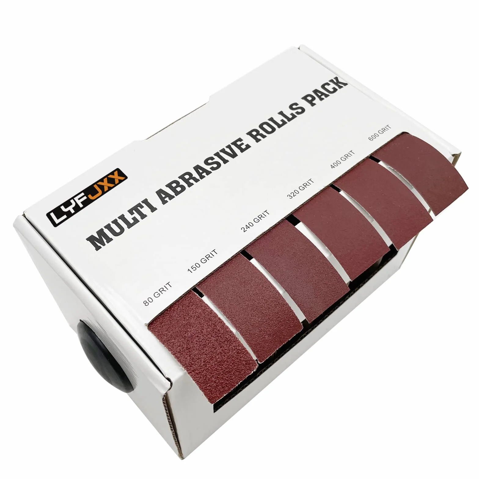 Rollo de tela Emery, rollos de papel de lija abrasivo de 6 granos, paquete surtido con dispensador para pulido de metales para carpintería, 80 150 240 320 400 600Grits Correas de lijadora de 8 metros