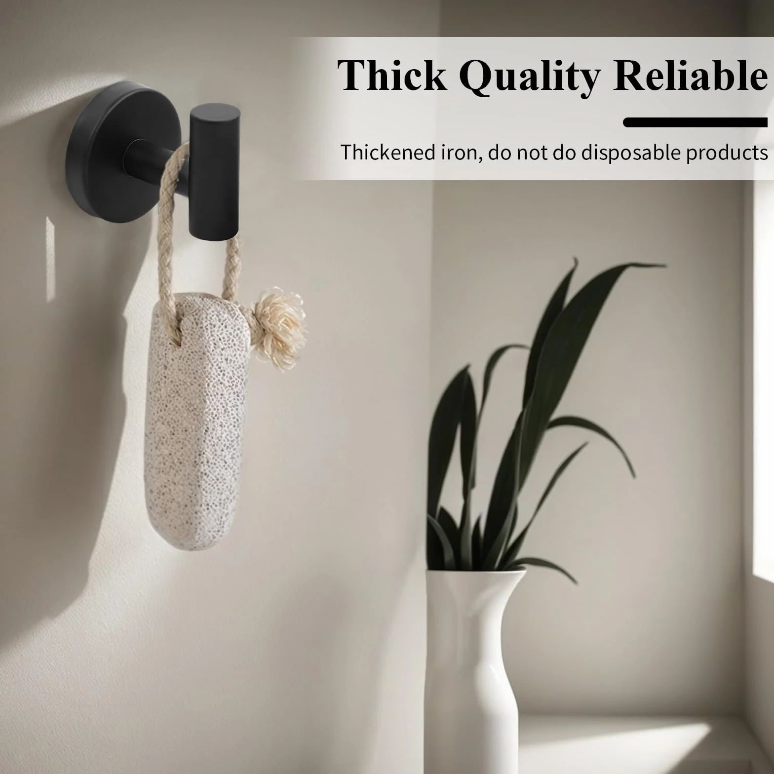 4 Piezas Ganchos para Abrigos Montados en Pared, Ganchos para Toalla, Gancho de Acero Inoxidable con Tornillos, Colgador Toalla Baño, Colgar Pared Gancho Negro Mate, para Baño Ducha Cocina