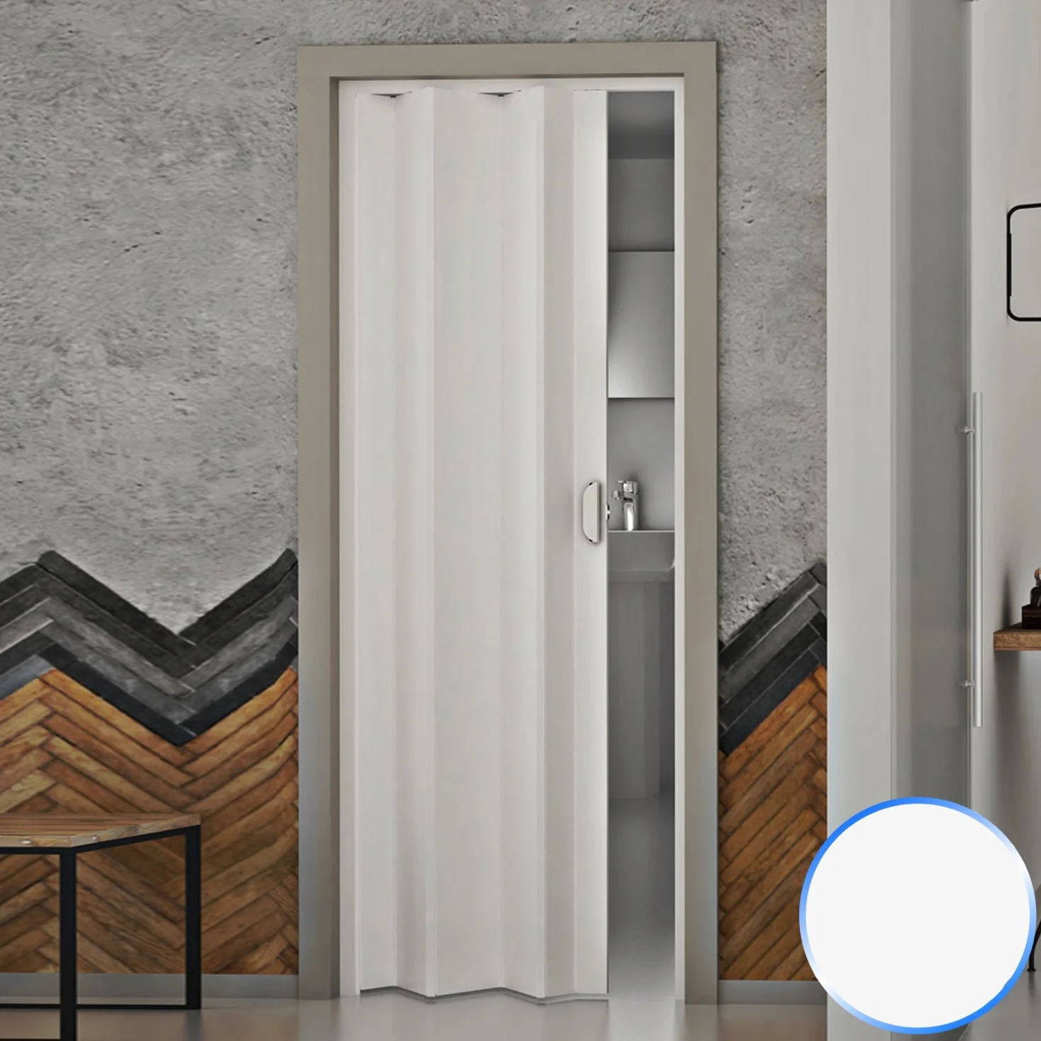 Forte Puerta Plegable de Interior de PVC Blanco Pastel 83x214 cm Mod.Monica