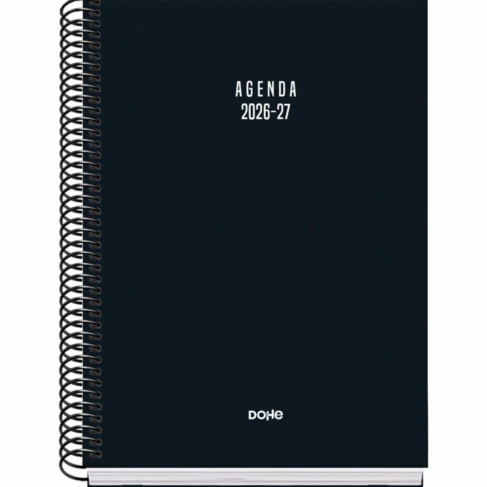 Agenda Escolar 2026 2027 Septiembre a Junio Semana Vista A5 Tapa Dura Cierre de Espiral Español Inglés Negro