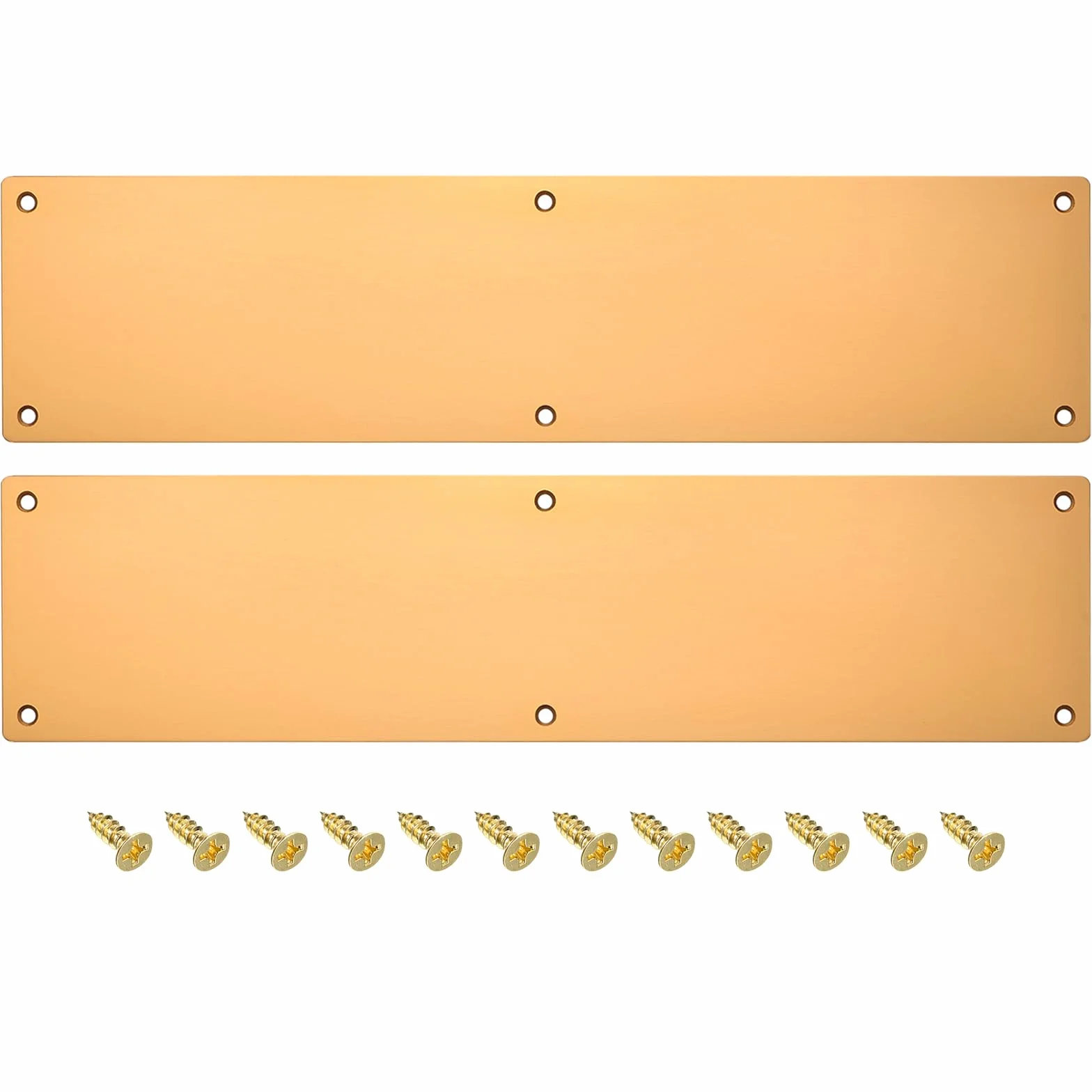sourcing map 2pcs Placas de Protección para Puertas 4 x 16 Pulgadas de Aluminio para Puertas Exteriores Delanteras O Traseras Evita Que La Puerta Sea Golpeada Color Dorado