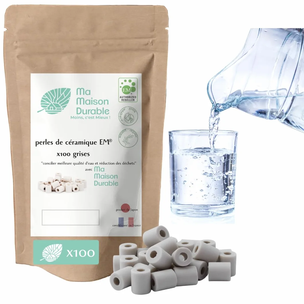 X100 Perlas de Cerámica EM® Grises | Filtro Purificador 100% Natural Agua del Grifo| Bolas de filtración natural Cloro Calcáreo| Para Jarra Jarra Botella Fuente Hervidor
