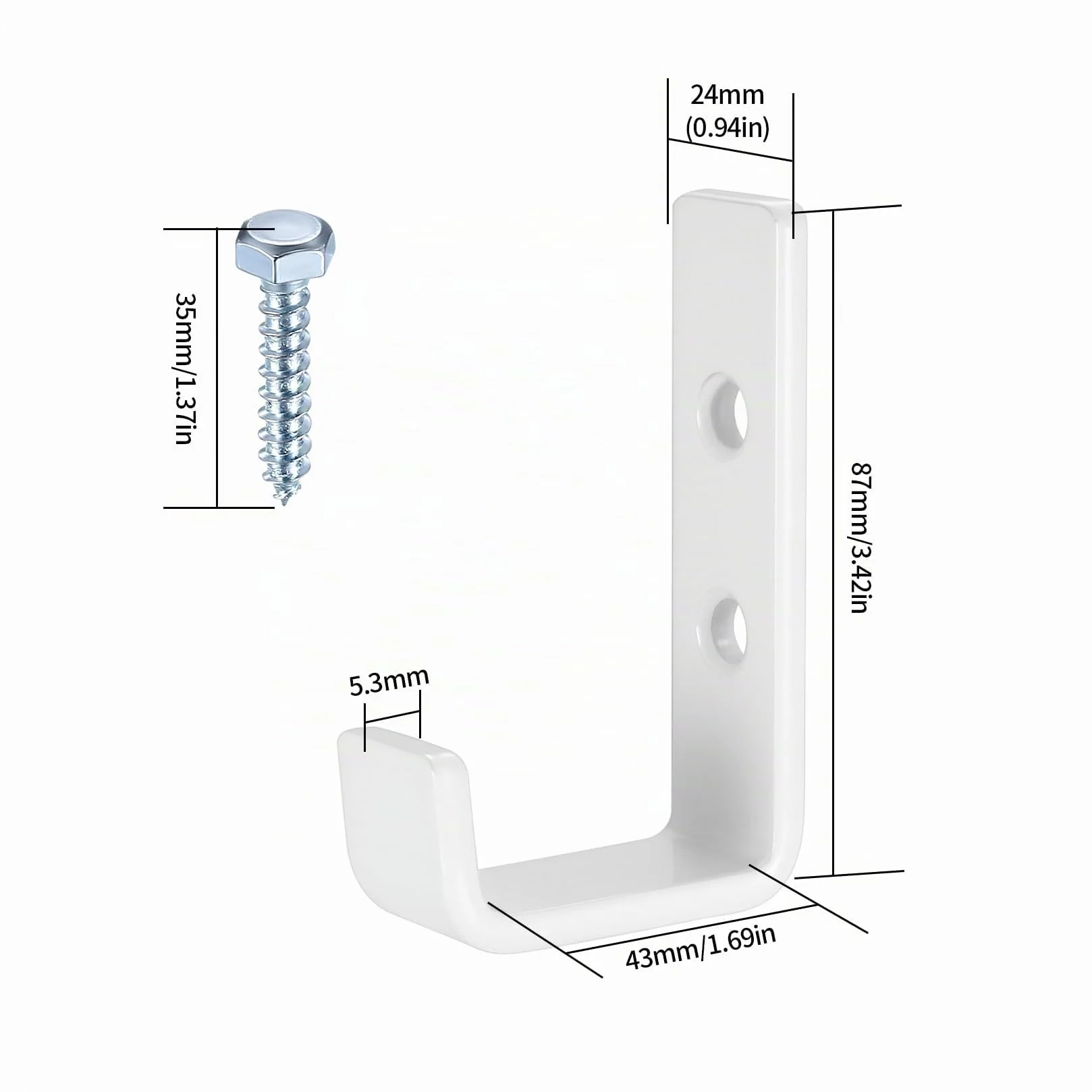 2 Pcs Ganchos para Colgar Bicicletas, Gancho Pared de Garaje, Gancho Bicicleta Pared, Soporte Ganchos en J Ganchos Pared de Garaje Garage para Colgadores Herramientas Eléctricas, Blanco