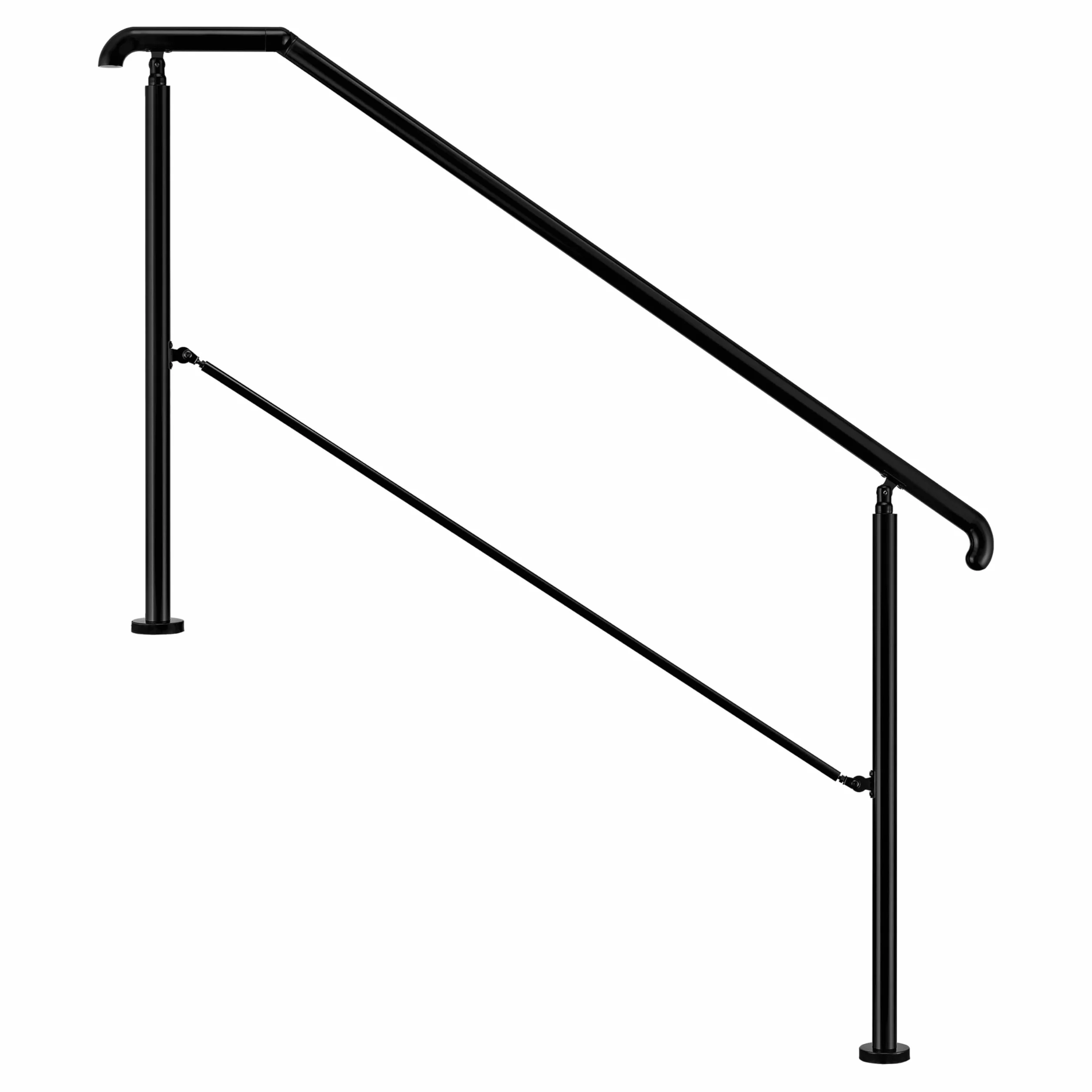 AICA Barandilla de escalera, Barandilla de entrada de acero inoxidable, ángulo de montaje ajustable, Barandilla para entradas, interior y exterior, Negro, 162x102 cm