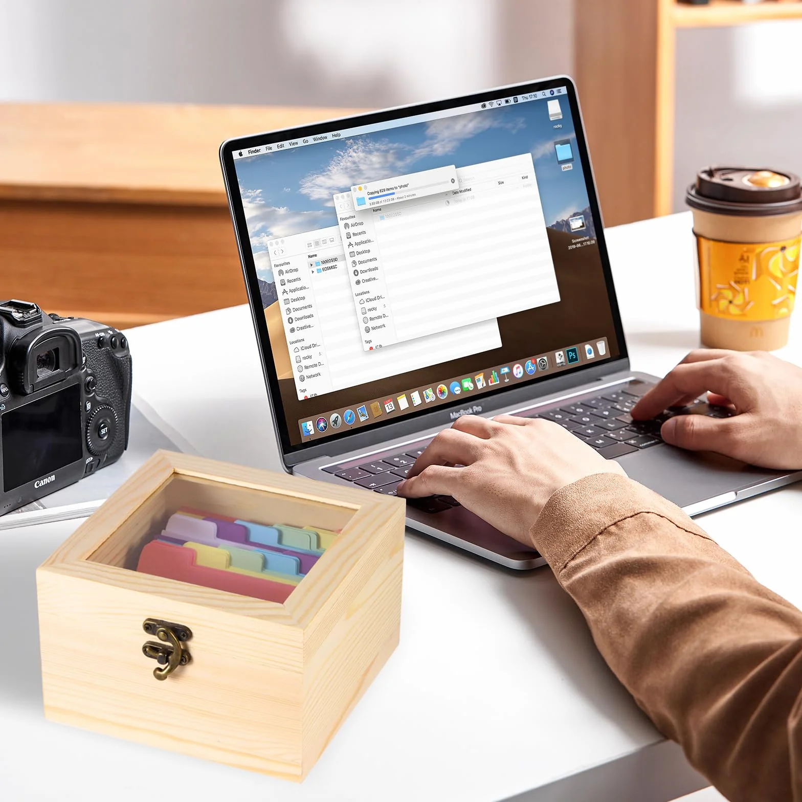 ALLOMN Caja de recetas de madera con 300 tarjetas 3x5 pulgadas, juego de organización de cocina