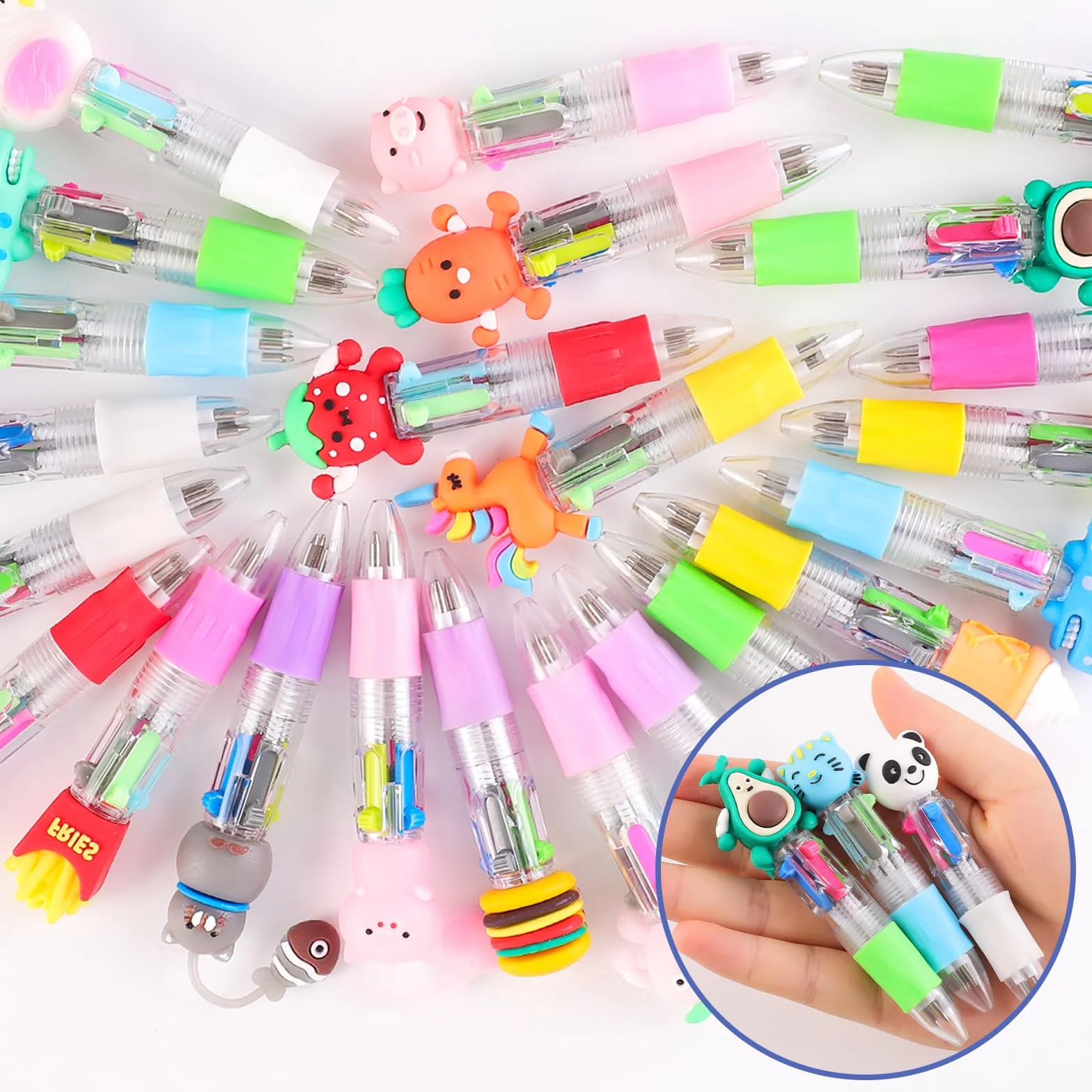 Yoosso 24 Bolígrafos 4 en 1, Bolígrafos Retráctiles 0,7 mm Regalos Cumpleaños Niños Colegio Divertidos Bolígrafos Para Niñospara Fiestas, Para Estudiantes, Oficina, Escuela, Regalos