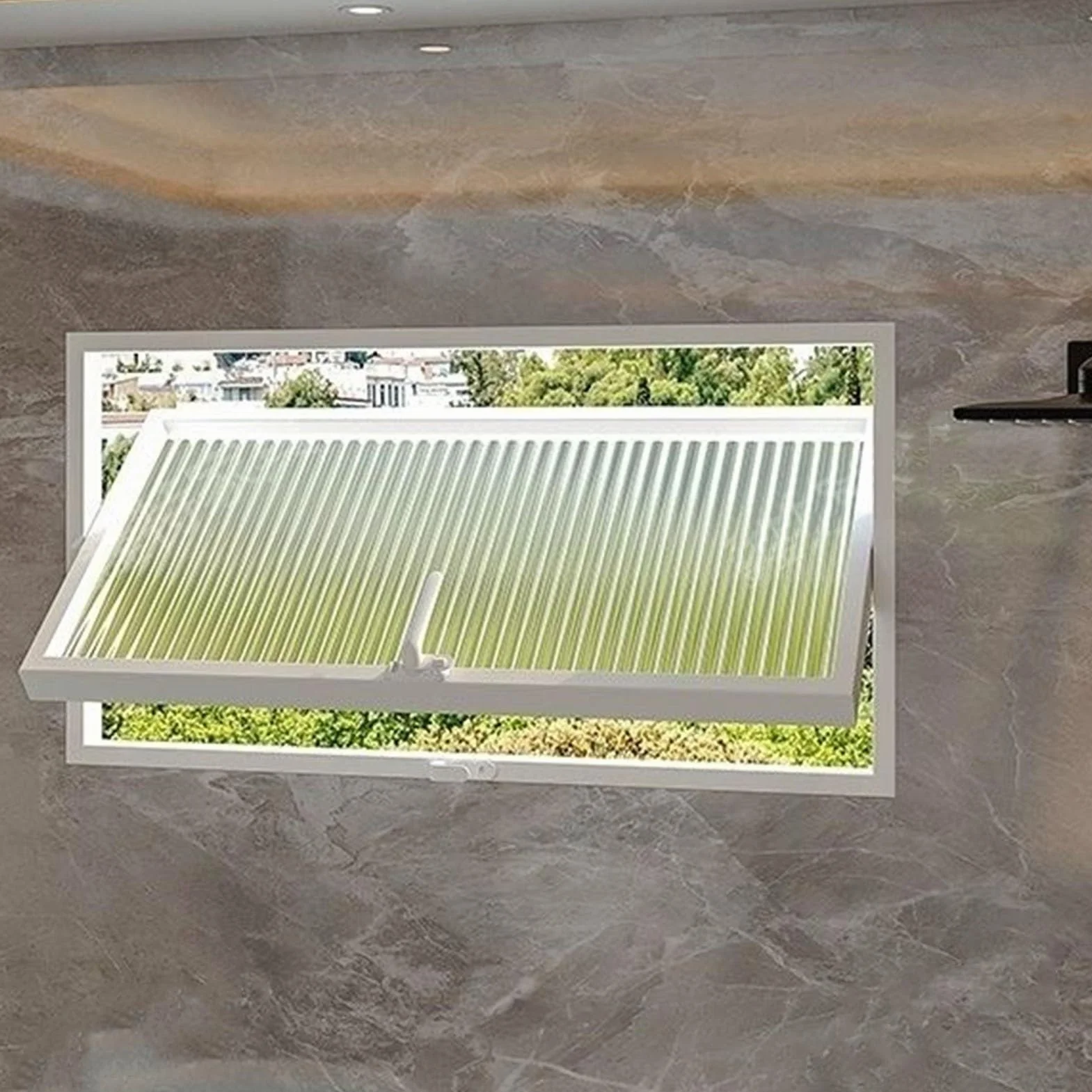 Ventanas Ventana de Baño Pivotante de 360 ​​grados con Vidrio Estriado, Ventana de Travesaño de Cobertizo con Manija, Ventanas de Reemplazo Rectangulares, Ventana Empotrada para Garaje/oficina(White,9