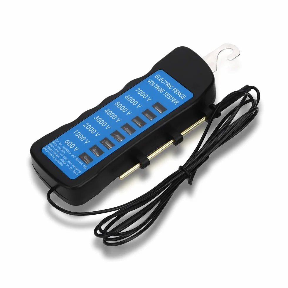 Probador de Voltaje,Tester Pastor Electrico Sin Contacto 600-7000V Probador de Cercas EléCtricas con Sonda Clip Bolsillo DeteccióN de Luz MúLtiple para Granja Jardines, Recintos Aves Corral