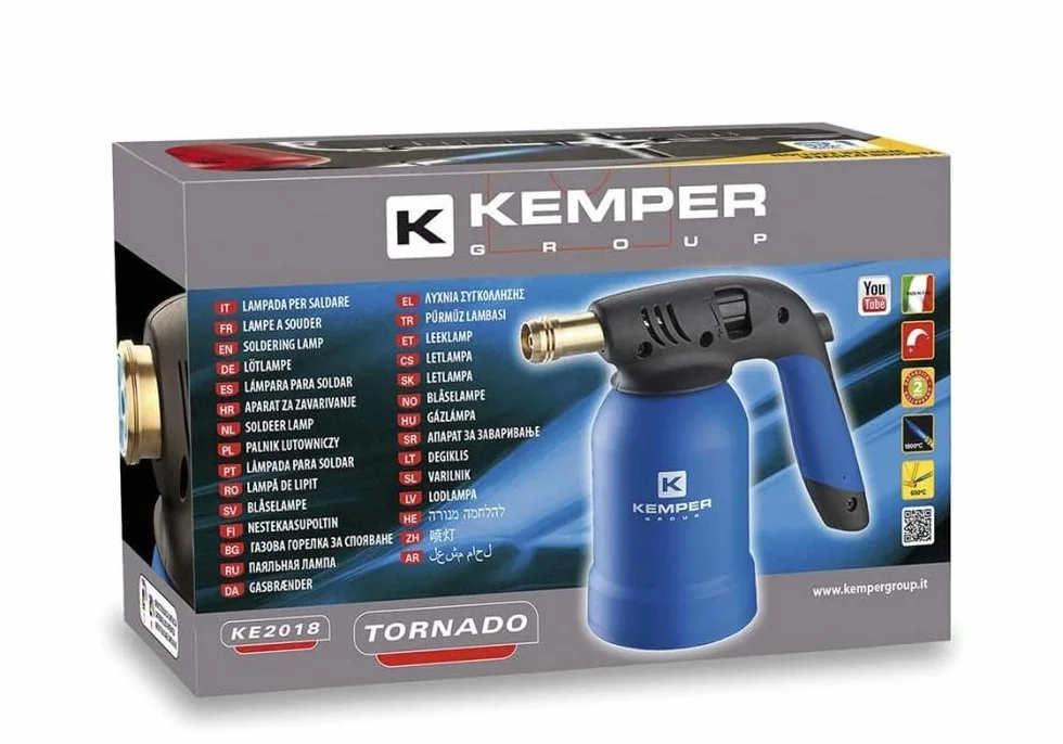 Kemper - Lámpara para soldar soplete de fuego + 3 bombonas de gas butano seguro + guantes de regalo