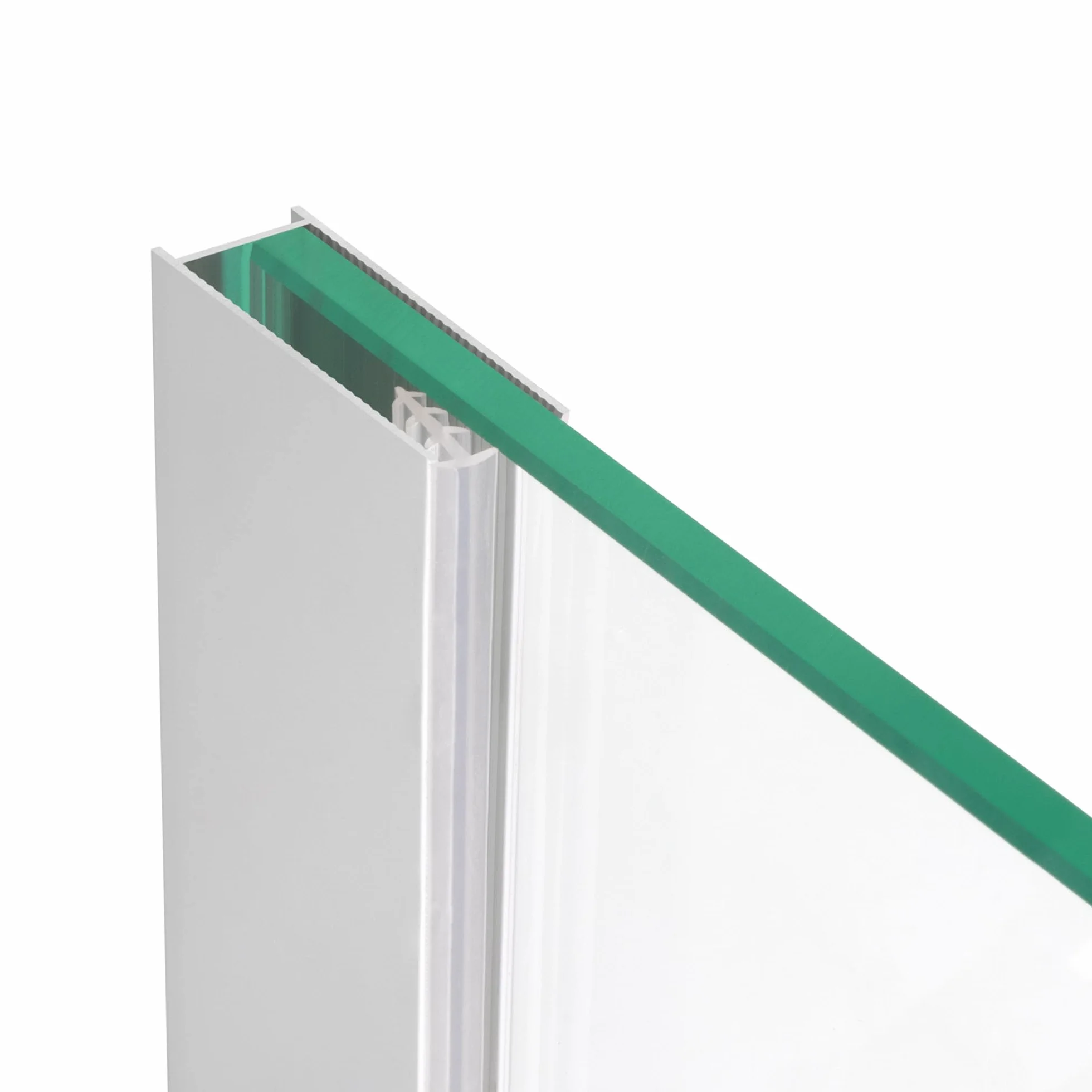 Perfil de Pared de Aluminio en U 200 cm para Mamparas de Ducha com Vidrio de 8 mm, 1 goma reductora incluida