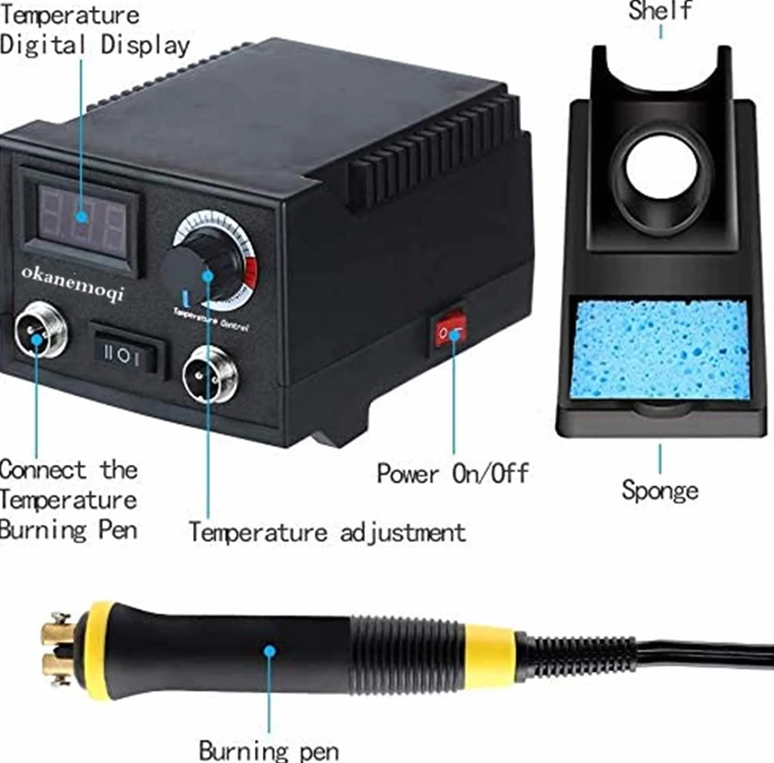 Kit Pirograbador de Madera, Temperatura Regulable, Soldador Profesional para Madera, Cuero, Grabado (60W, 2 bolígrafos,23 puntas de alambre de pirograbado,doble puerto,Pantalla digital de temperatura)