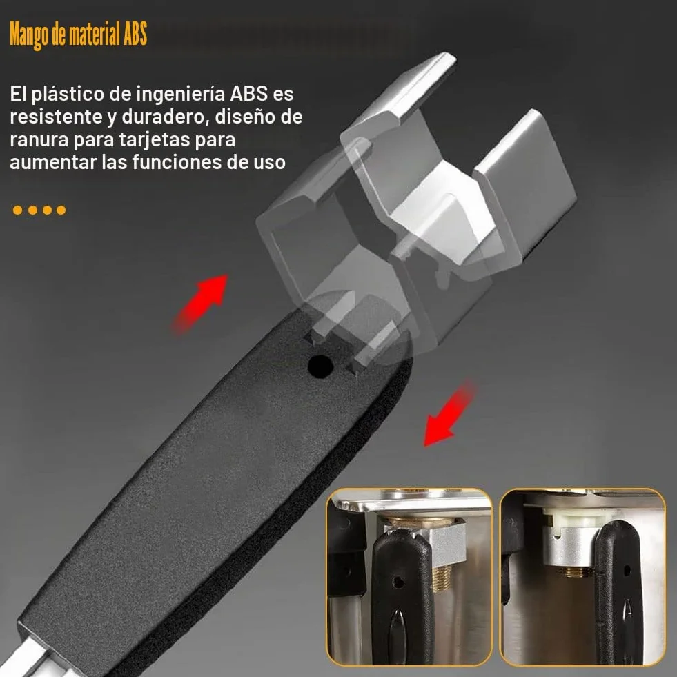 Llave universal ajustable de doble extremo, llave de doble boca ajustable multifunción con 3 cabezales de repuesto, juego de herramientas de reparación para grifo, baño, cocina