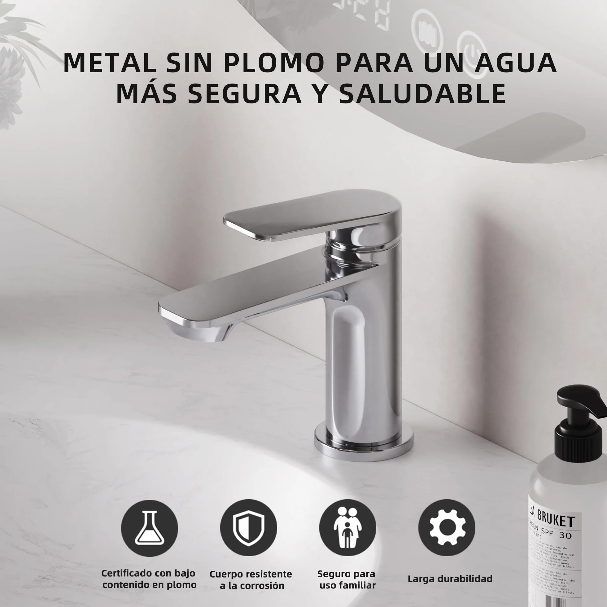 BELZ Grifo Lavabo, Grifo de Baño Monomando para Lavabo, Grifo Mezclador de Latón Sólido, Ahorrador de Agua y Duradero, Cromado