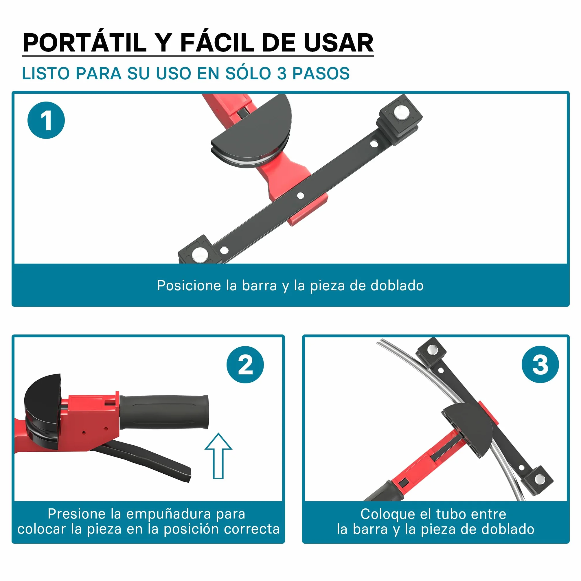 Wiltec Curvadora manual de tubos, para diámetros de 14-32 mm y radios de curvado hasta 90°, dobladora a mano para tuberías de aluminio, cobre y plástico, máquina curvatubos