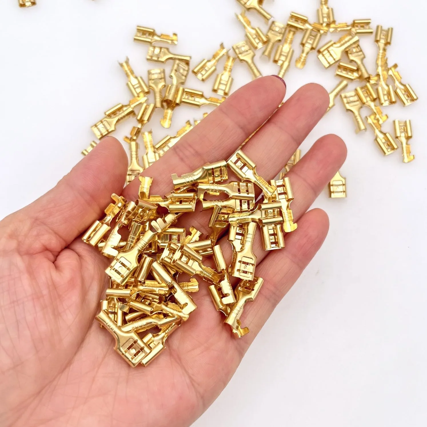 JZK 100 piezas 6,3 mm hembra terminales de engarzado de pala conectores rápido