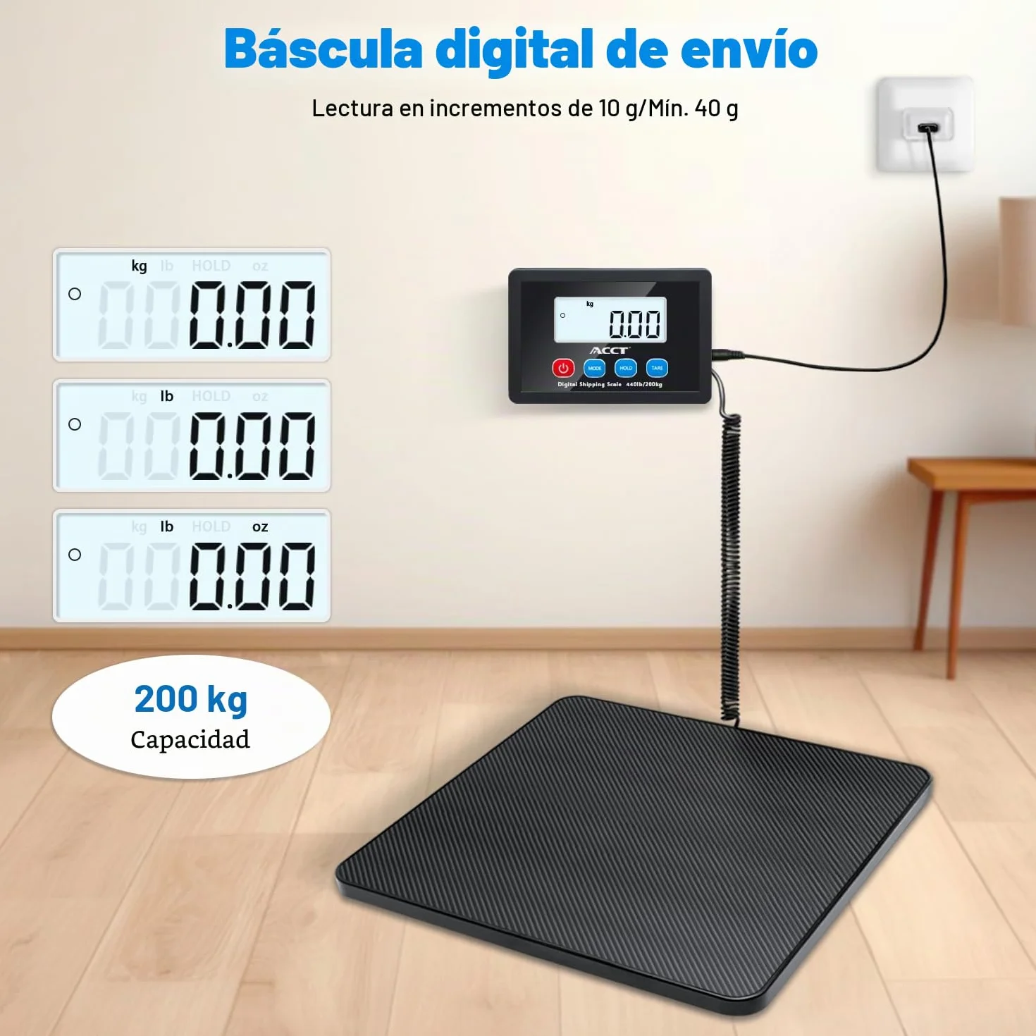 Balanza Postal 440lb Digital con Retención Tara Auto-off para Paquetes