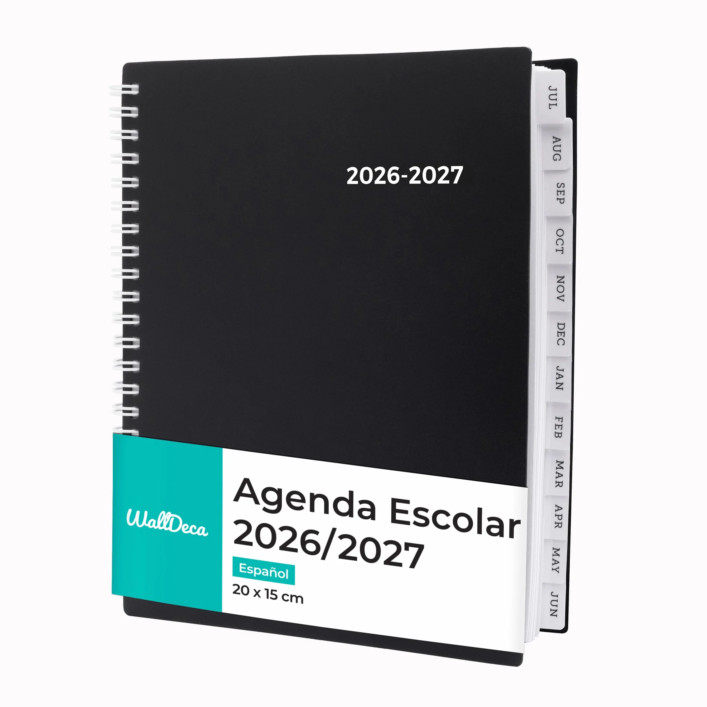 WallDeca Planificador Académico 2026-2027, Agenda Diaria Semanal y Mensual, 20x15 cm, Español