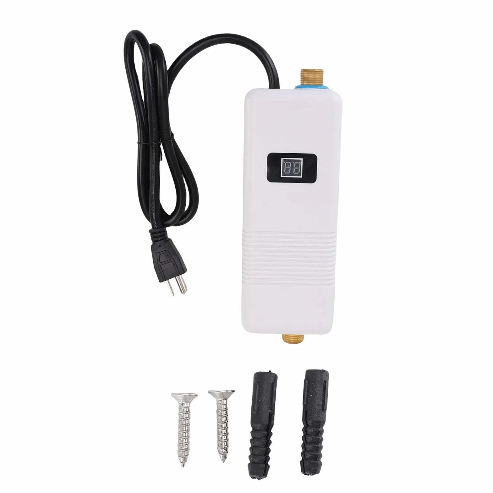 Eujgoov XY FC 3000W Calentador de Agua Eléctrico Instantáneamente con Salida de Entrada de Latón, Cuerpo de Acero Inoxidable, Adecuado para Cocinas, (EU enchufe 220V)