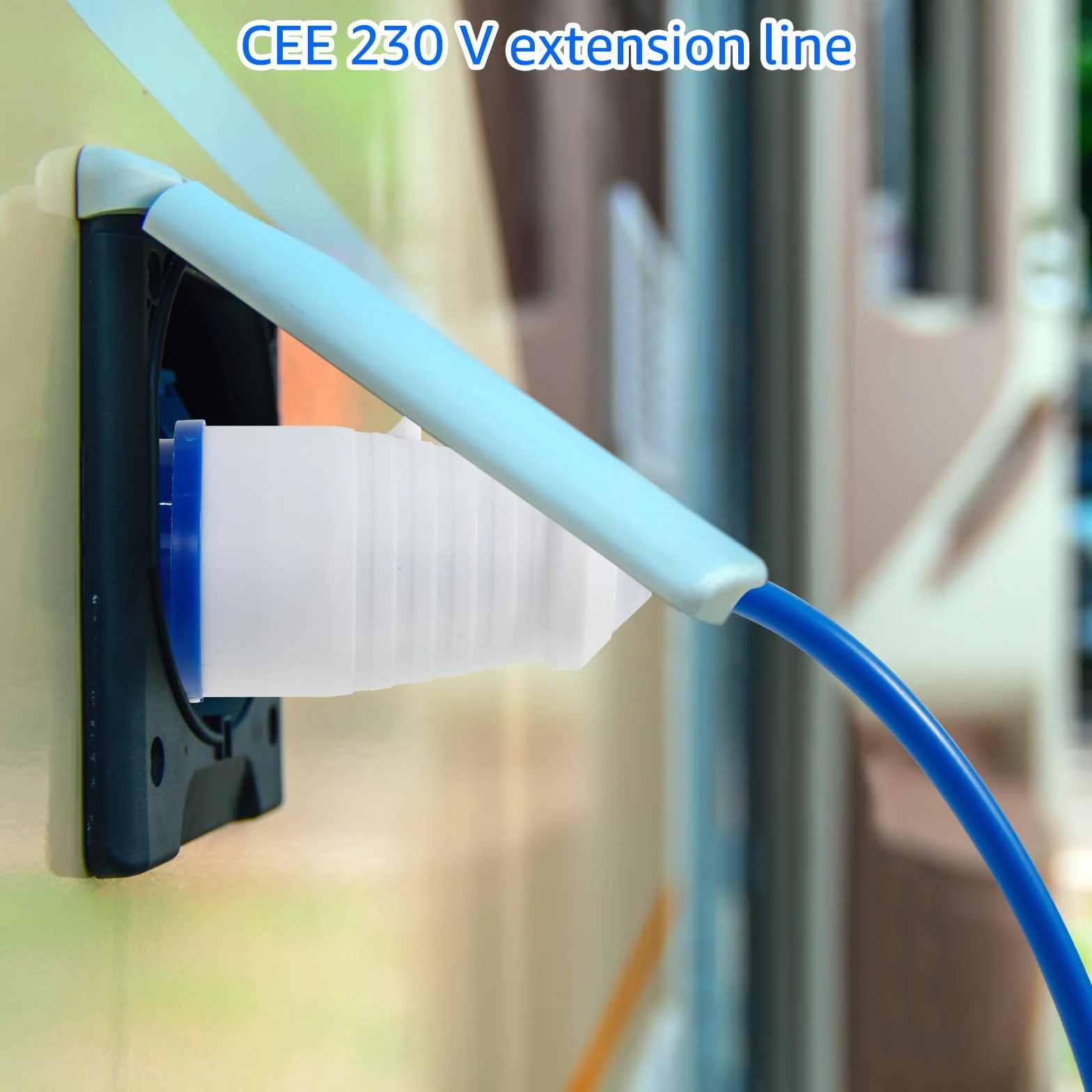 Cable de extensión CEE de 10 m, 230 V, 16 A, ultra seguro, robusto, cable de caravana, cable de camping H07BQ-F en color de señal azul, IP44, cable de alimentación para autocaravana, camping, camping