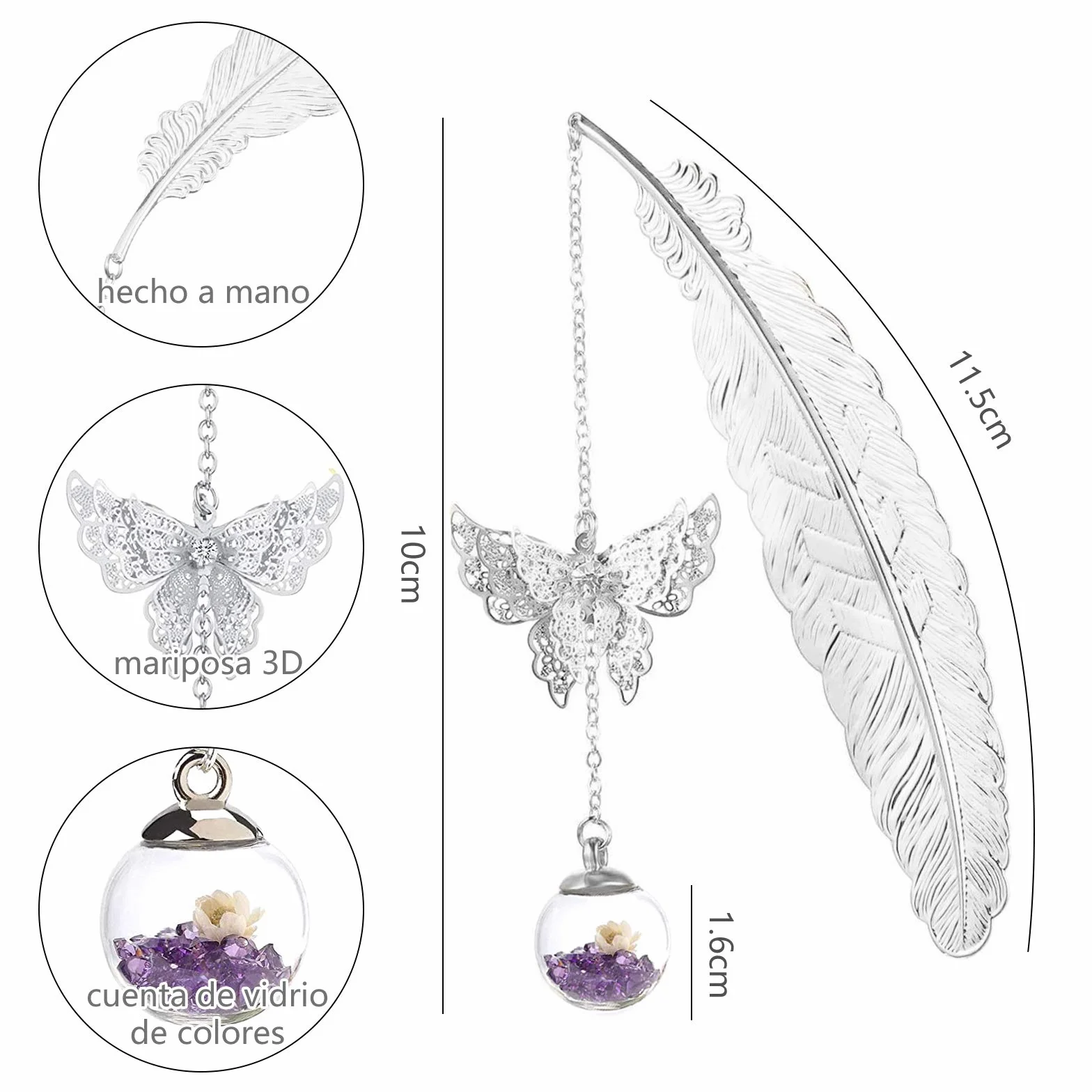 Marcapaginas Personalizado Regalo Graduación, Marcapáginas de Hojas de Plumas de Metal con Mariposa 3D, Regalo para Profesora Lectores Mujeres
