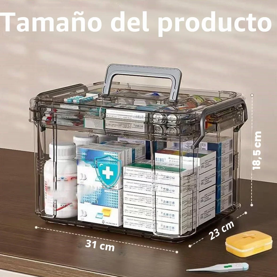 Organizador de medicamentos portátil 2 niveles Caja para medicina
