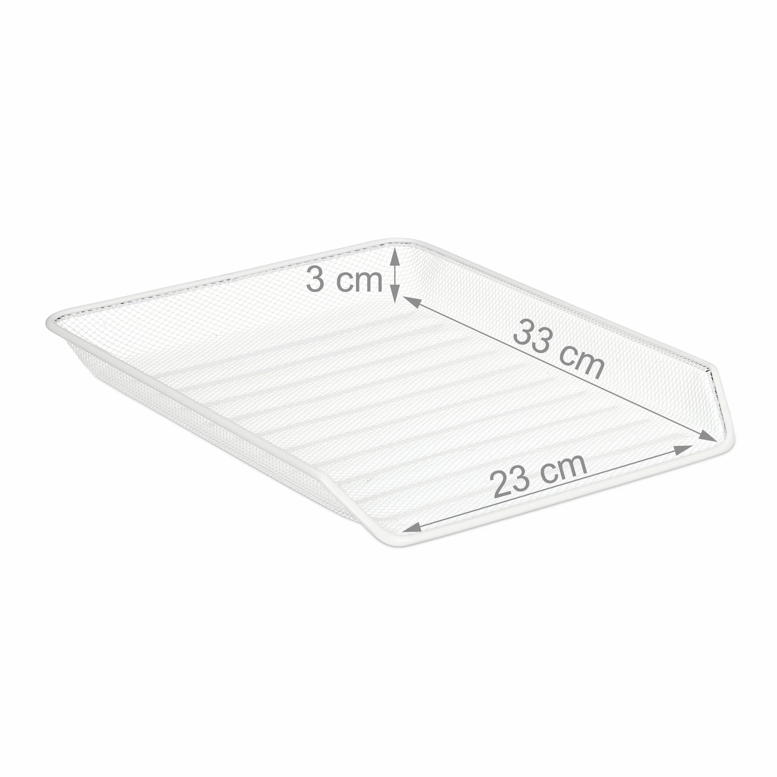 Relaxdays Organizador Oficina 3 Niveles, Bandeja Documentos Metal, Soportepara Papel A4, 26,5x29,5x35,5 cm, Blanco