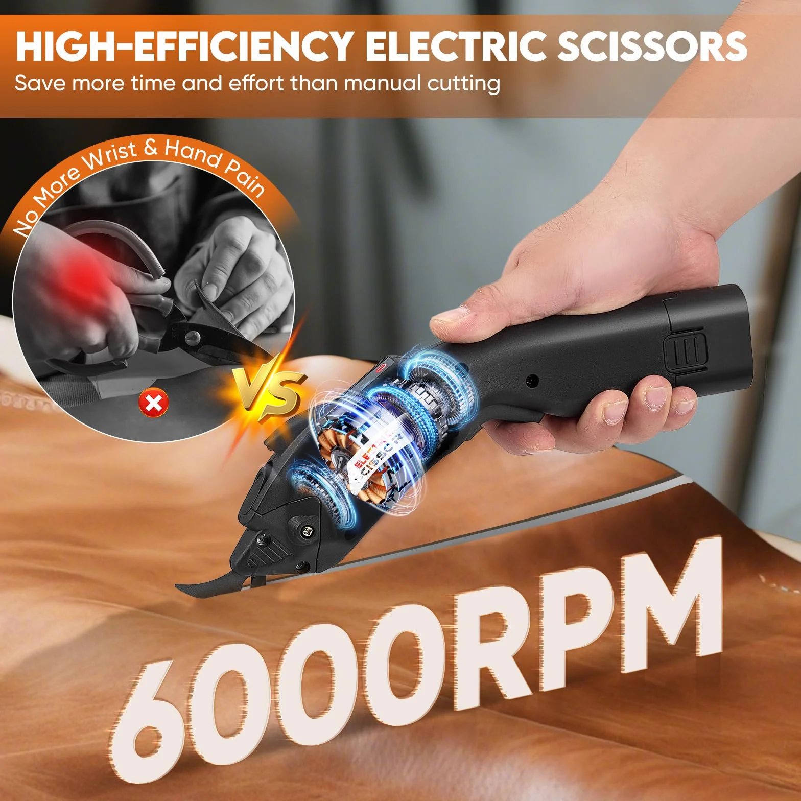 tijeras electrica costura 2pcs 2500mAh batería recargable tijeras eléctricas 6,000RPM Tijeras Electricas Costura con 2 Cuchillas DIY Para Cartón Cuero Alfombra PVC...