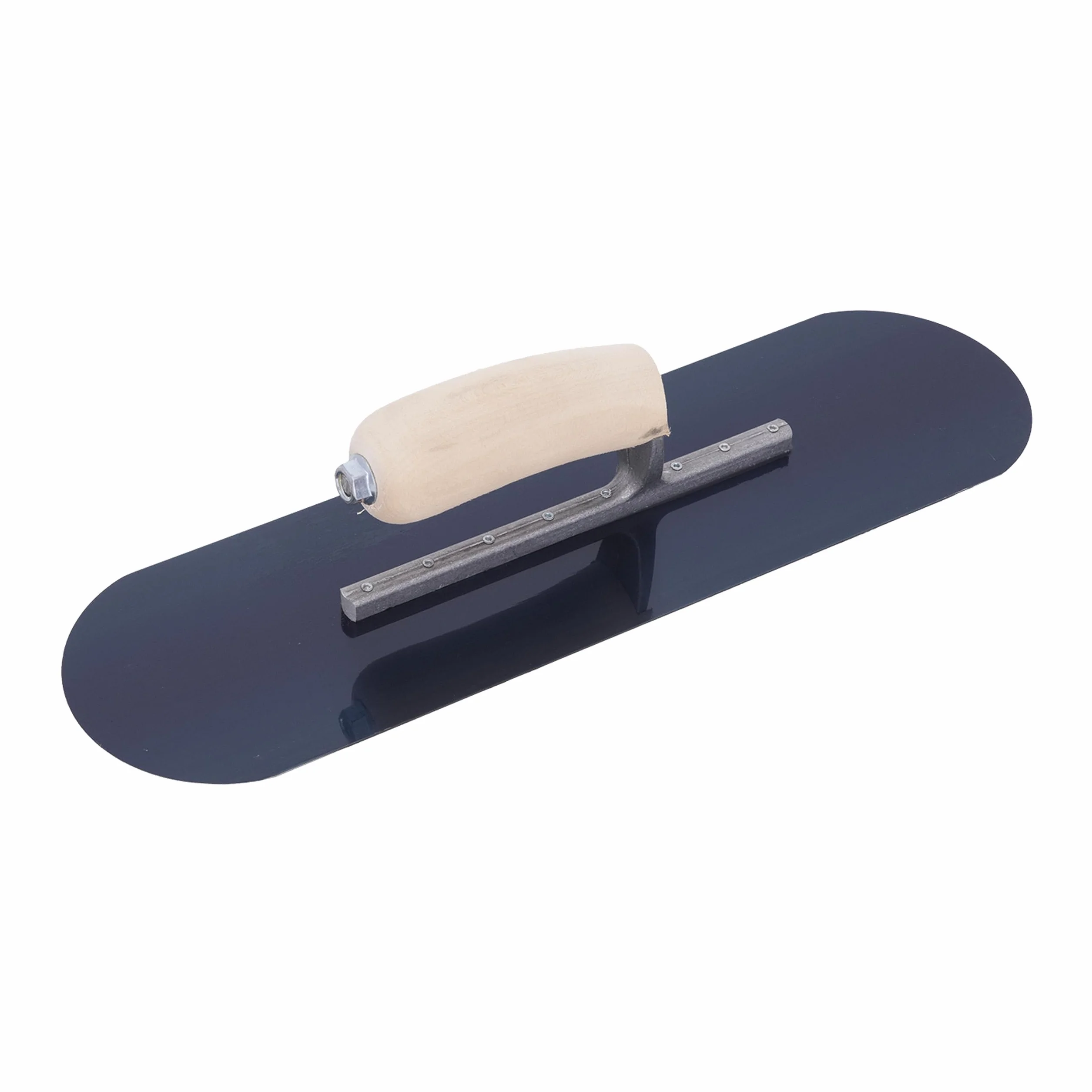 Llana para piscinas de Marshalltown con mango de madera, acero azul, llana para suelo y hormigón, dimensiones de la llana: 356x102 mm