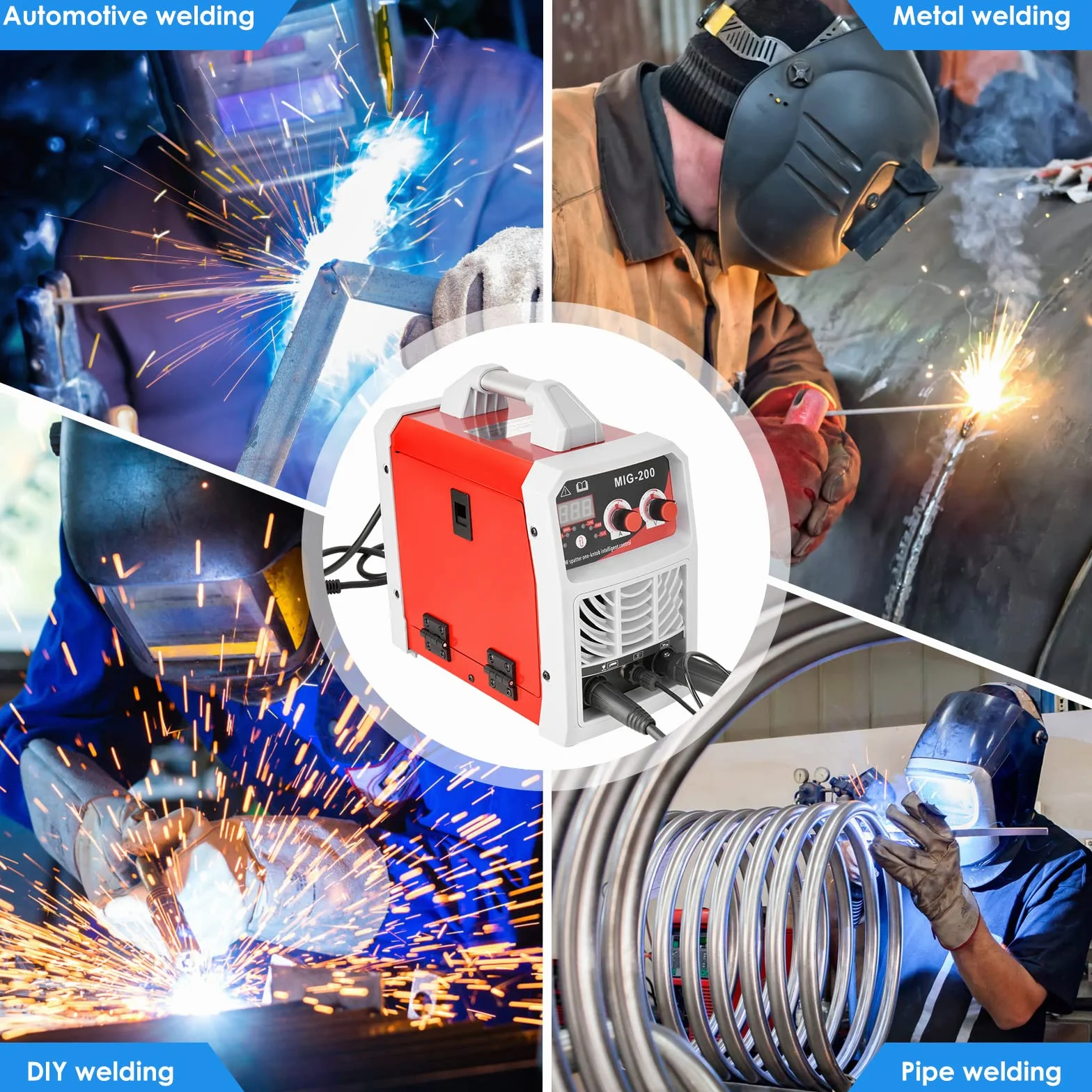 Aomdom Máquina de soldadura MIG/ARC/Lift TIG 3 en 1, soldadora inversora IGBT de 300 A con pantalla LCD, soldadora portátil de 220 V para uso profesional y doméstico