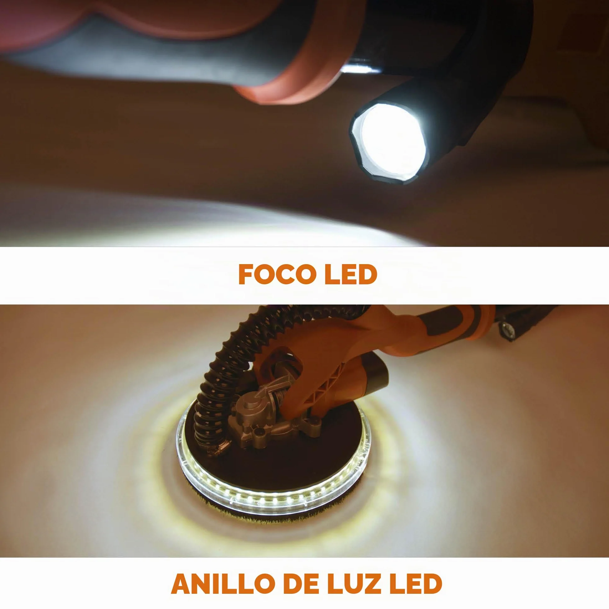 Evolution Power Tools - Lijadora de placas de yeso telescópica con linterna LED, 225 mm (230 V)