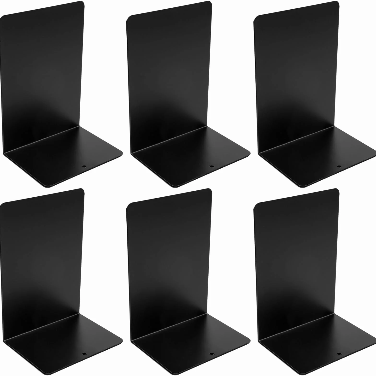 Sujetalibros de Metal Negro 19.5x13.5x10cm con Alfombrilla Antideslizante 6 Piezas