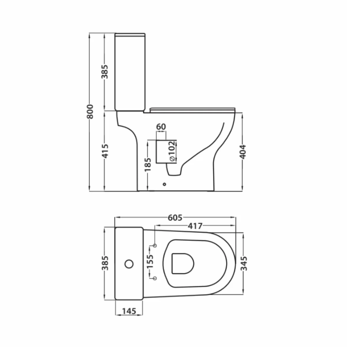 Wc Inodoro Completo Redondo con Sistema Rimless | Wc Completo Fondo reducido con Salida Dual y Asiento Amortiguado