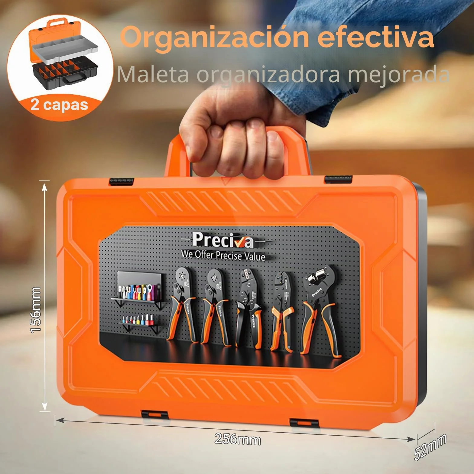 Preciva Crimpadora Terminales Electricos 0,08-16 mm² con Terminal de 1300 con un solo cable y dos cables, Juego de alicates de corte, ajustables, para la industria, Alicates de corte bricolaje