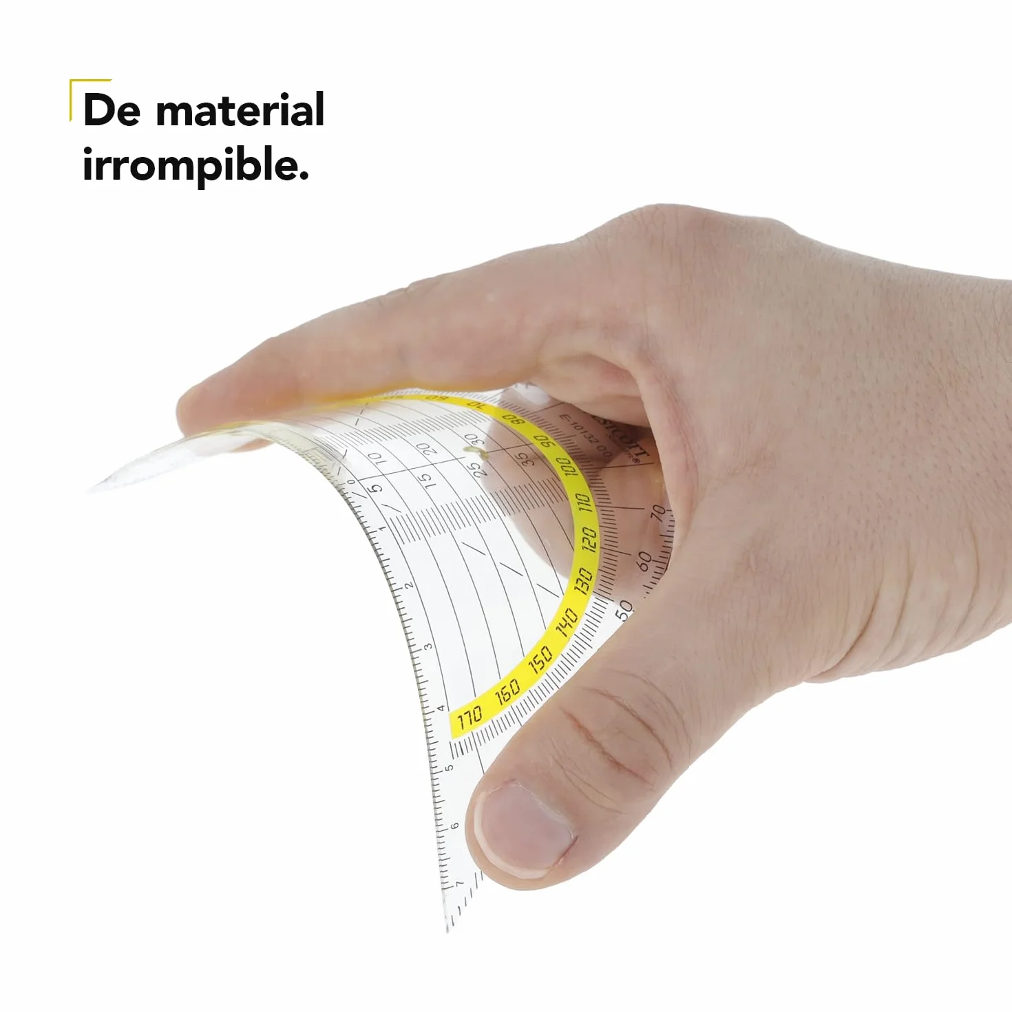 Westcott Transportador 14 cm transparente de plástico irrompible escala amarilla