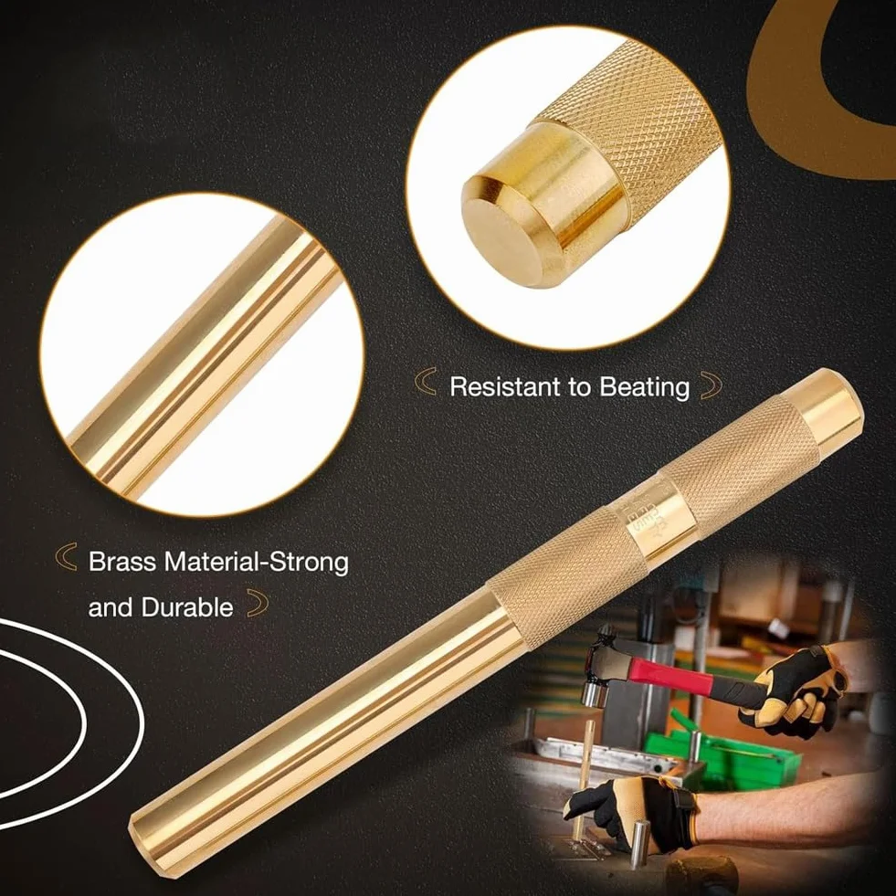 Brass Drift Punch Set, 25075 25076 25077 - Punzones de latón de 3 piezas con 3/4 pulgadas, 1/2 pulgadas, 3/8 pulgadas