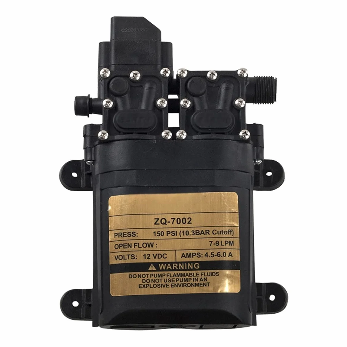 Bomba de agua portátil, sumergible, diafragma, 7-9 LPM, 150 PSI, 12 V CC, con presostato, autocebante