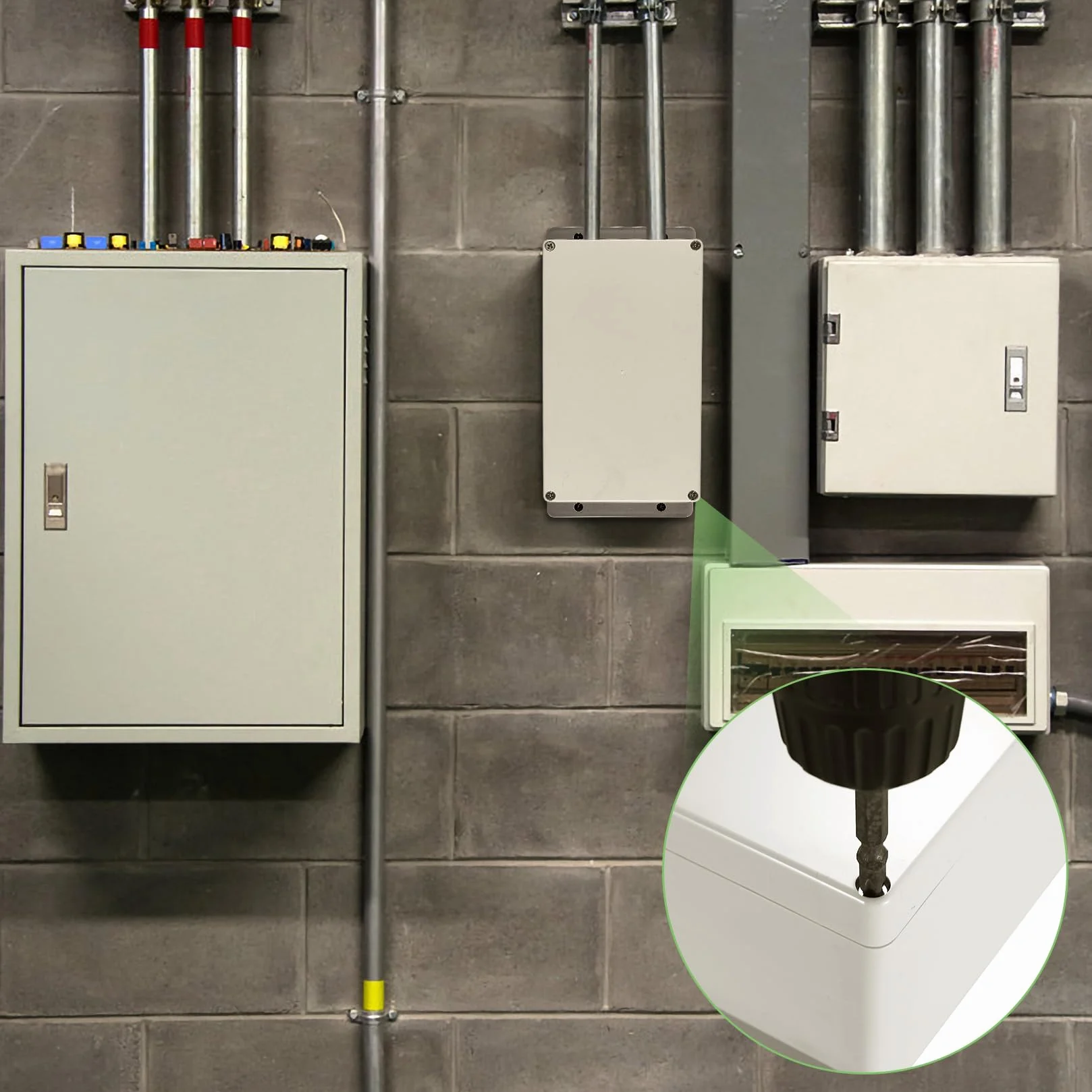 Caja de conexión para electrónica, caja de derivación impermeable IP65, caja de distribución de pared, caja de proyecto electrónico, caja de conexión (Gris-blanco con orejas, 200x120x75mm)