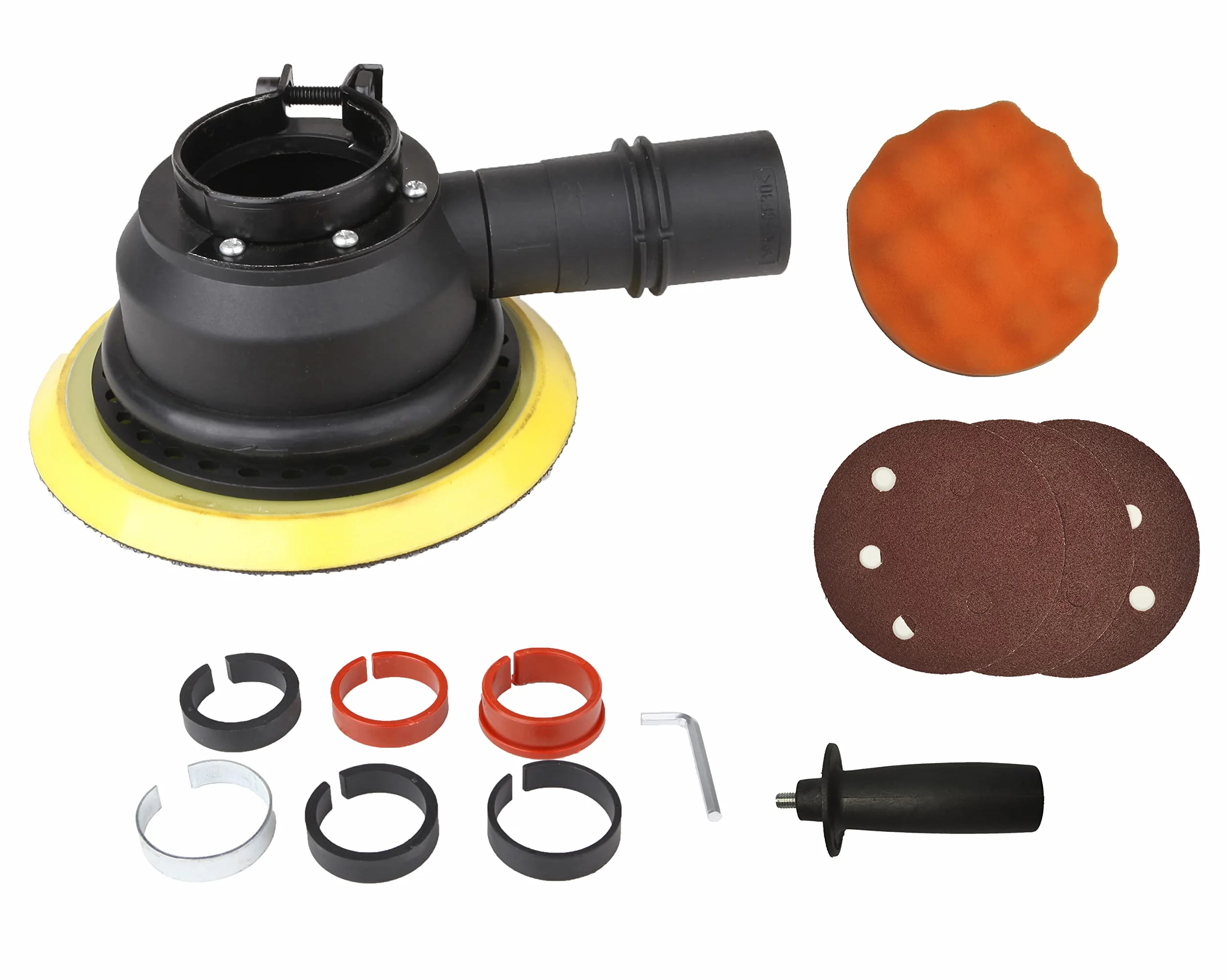 Aidelife Pulidora orbital Dual Action Car Buffer,1x Almohadilla de espuma 150mm,3x Discos de lijado 150mm