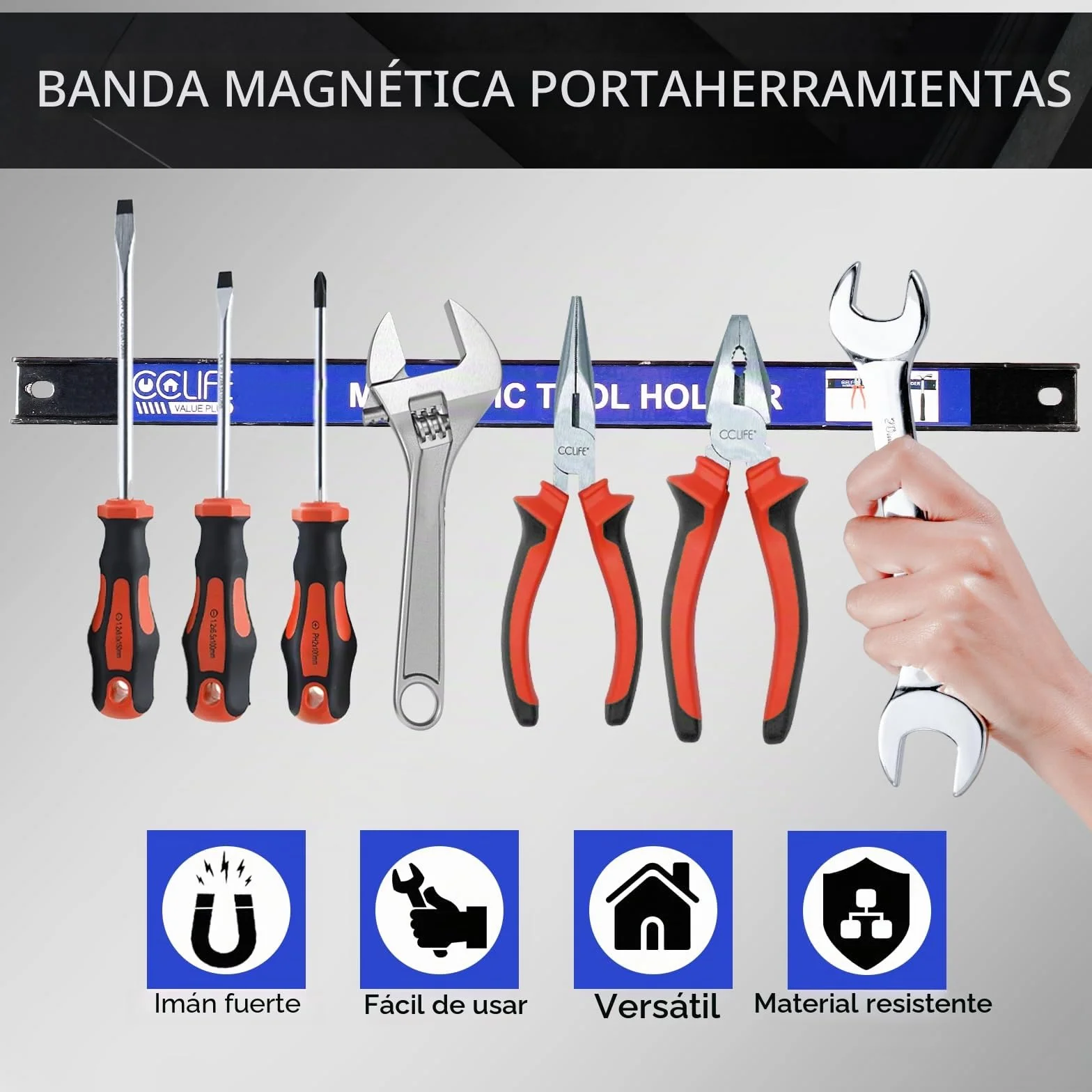 CCLIFE 4piezas Imán Herramientas 37 CM y 23 CM Tiras Magnéticas Para Herramientas 15 & 9 KG Imán Herramientas Barra Iman Herramientas