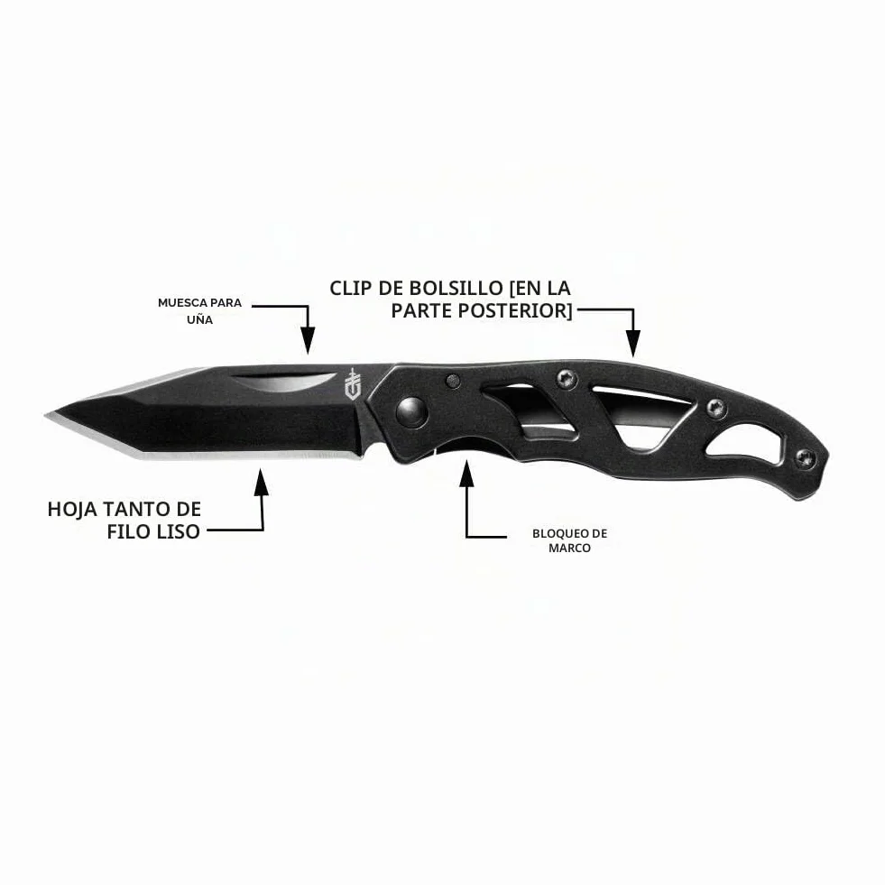 Gerber Paraframe Mini, Navaja Unisex Adultos, Negro (Black), Tanto