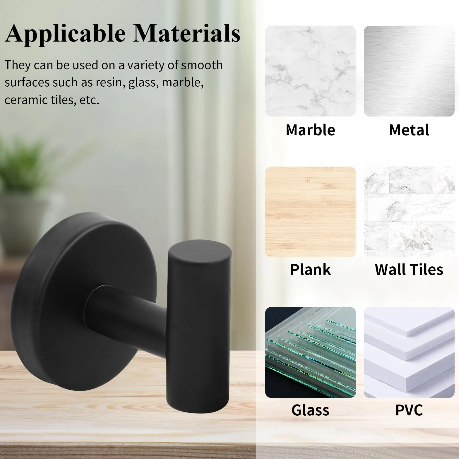 4 Piezas Ganchos para Abrigos Montados en Pared, Ganchos para Toalla, Gancho de Acero Inoxidable con Tornillos, Colgador Toalla Baño, Colgar Pared Gancho Negro Mate, para Baño Ducha Cocina