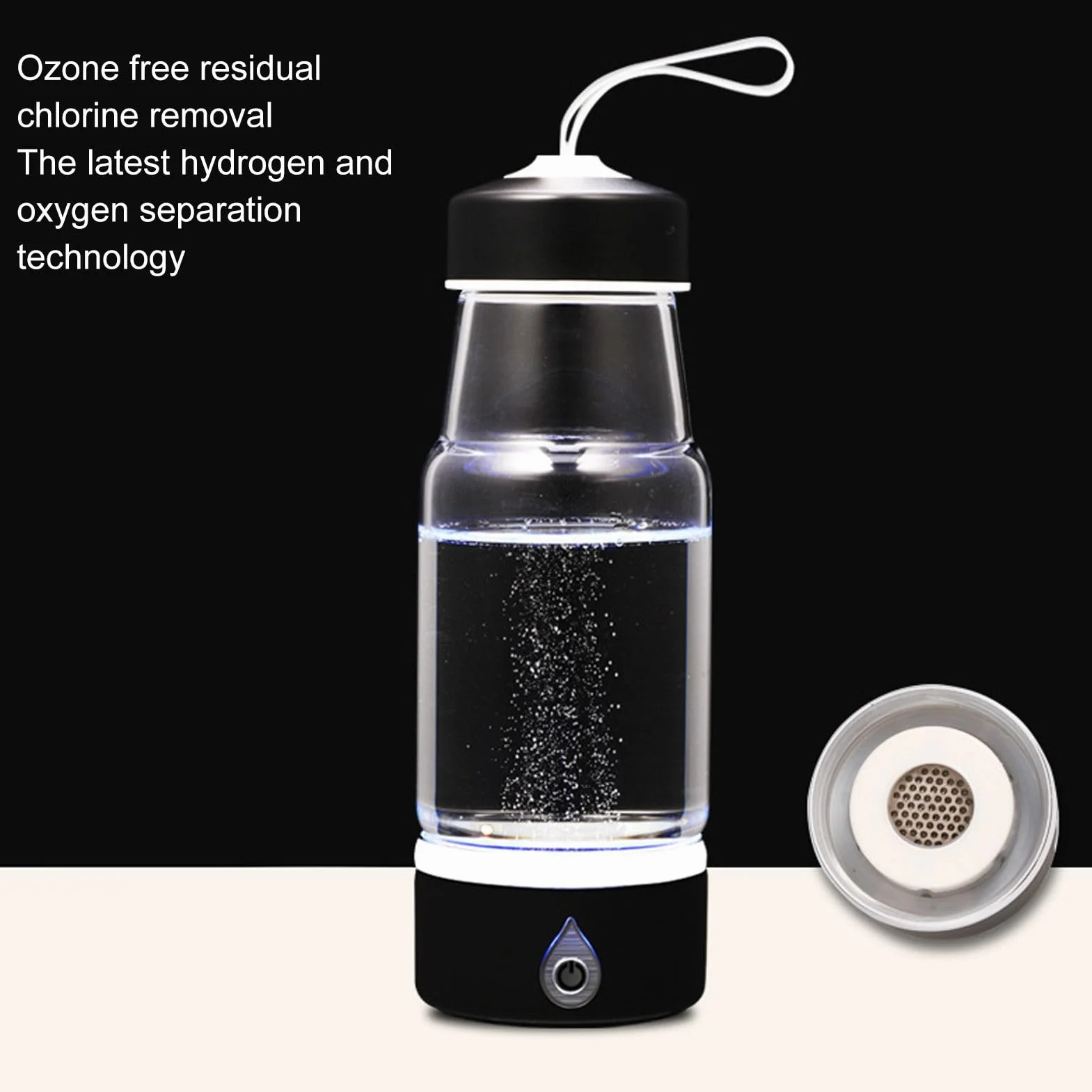 POENVFPO Generador de Agua Rica en Hidrógeno, Botella de Agua de Hidrógeno Recargable Portátil, Iones Negativos de Alta Concentración, 420 Ml con Tecnología SPE/PEM, Carga USB para el